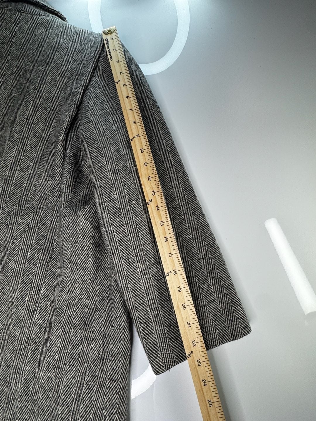 Herman Kay Petite Herringbone Wool Coat Black White 6