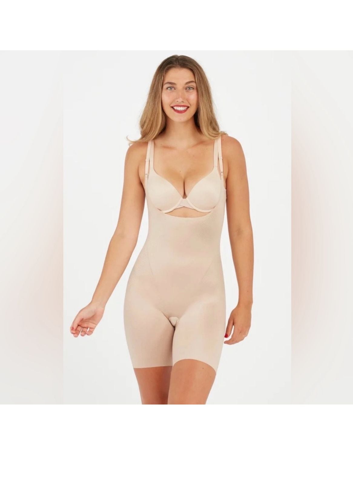 Spanx Thinstincts 2.0 Open-Bust Mid-Thigh Bodysuit Size 2X 12