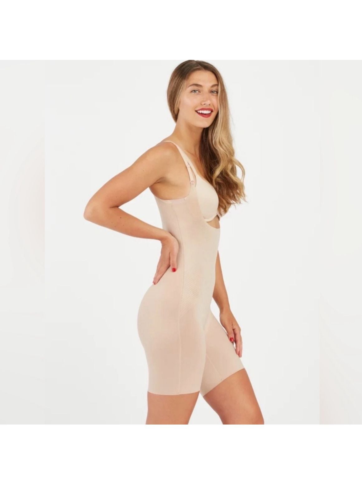 Spanx Thinstincts 2.0 Open-Bust Mid-Thigh Bodysuit Size 2X 14