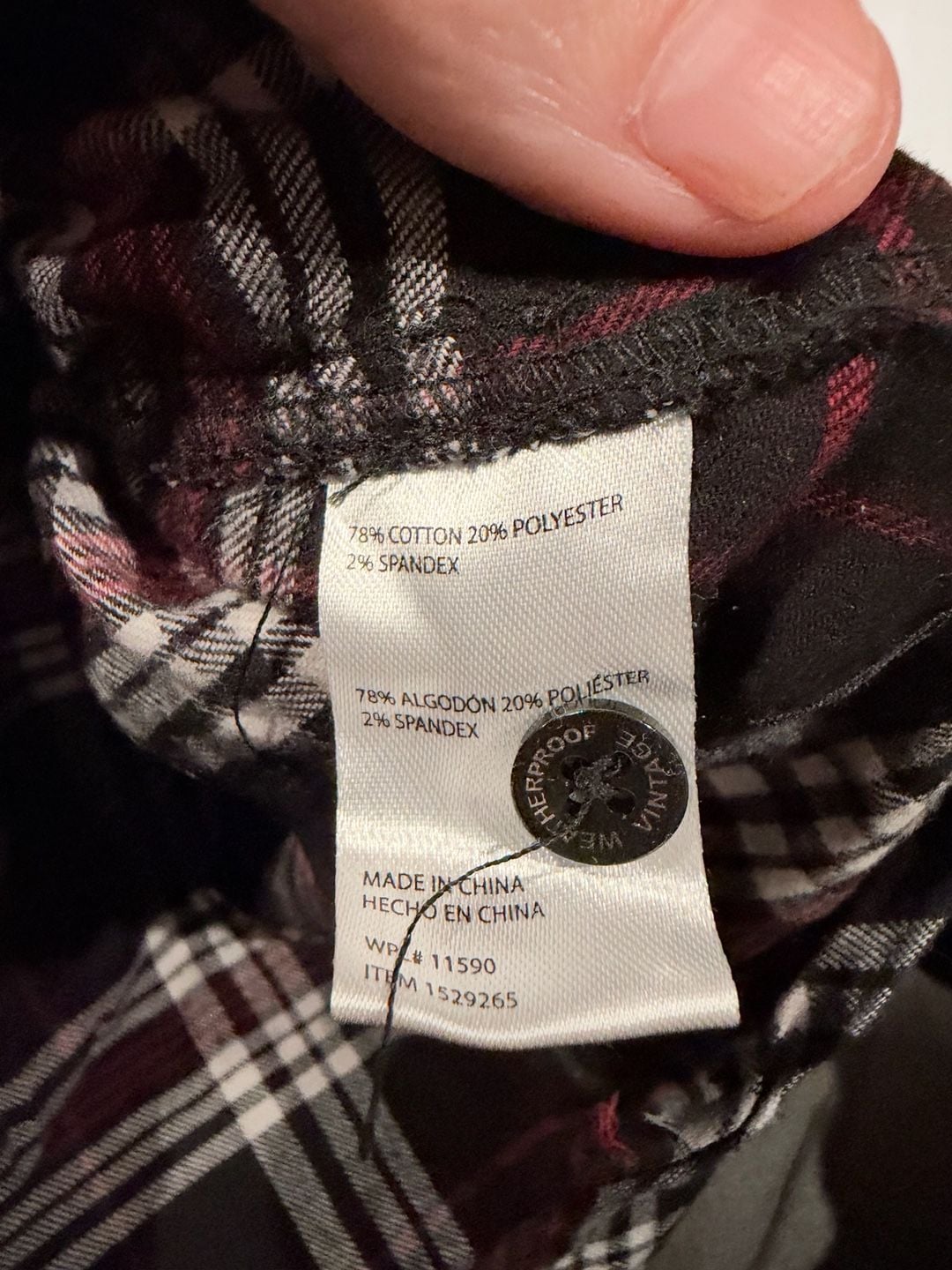 Weatherproof Vintage Plaid Flannel Shirt Size Large 8