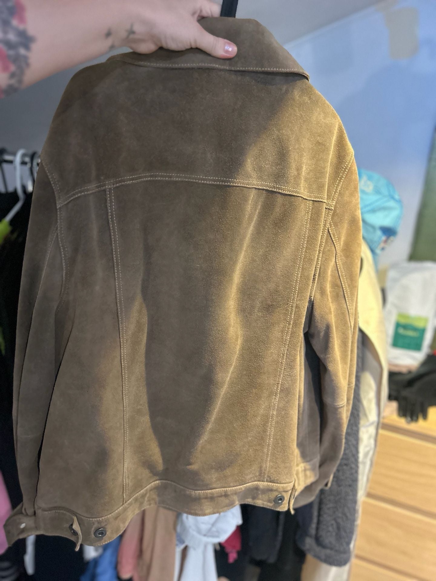 Industry Republic Clothing Suede Trucker Jacket Size M Brown Leather 9