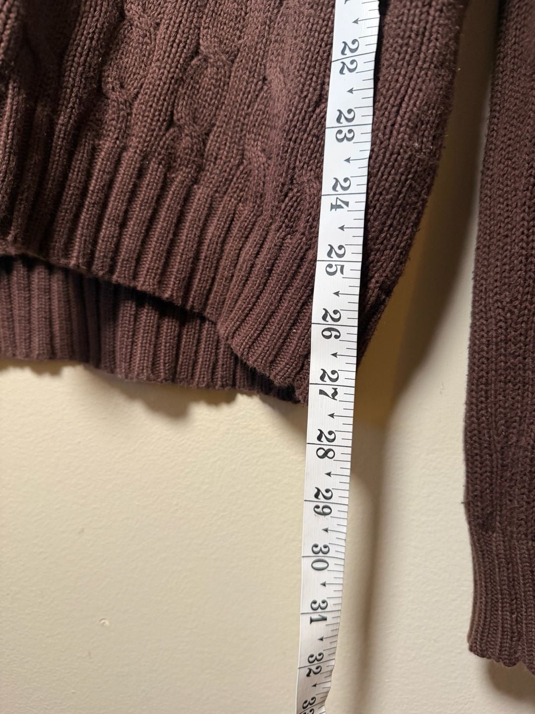 Ralph Lauren Sport Cable Knit V-Neck Sweater Size L Brown 5