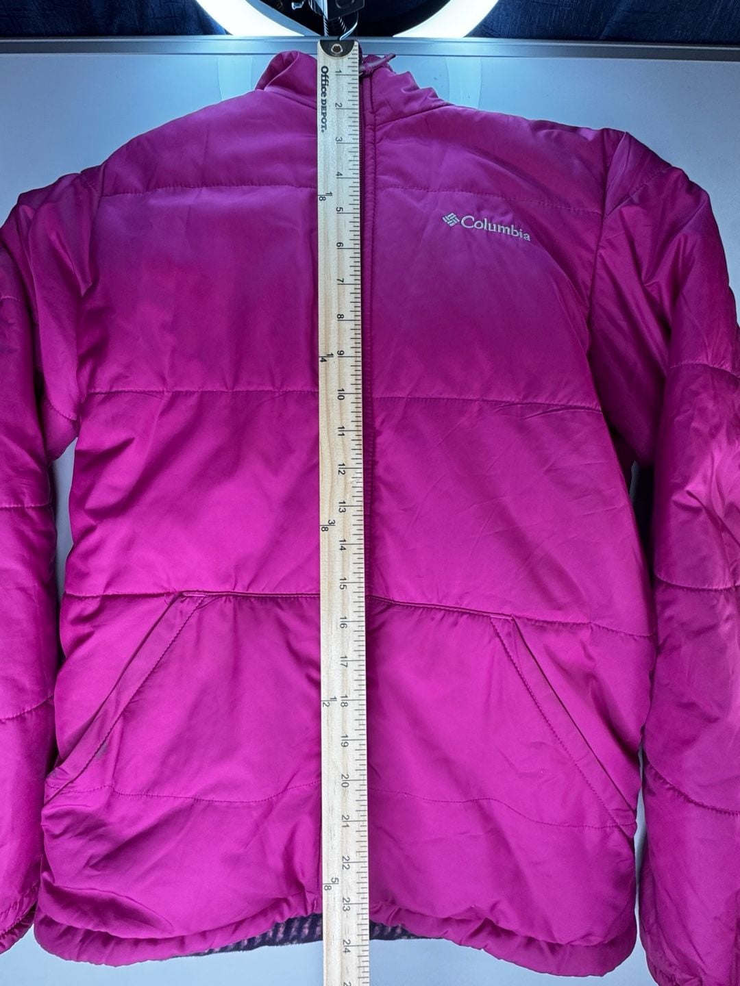 Columbia Puffer Jacket Pink Hooded Full Zip 4