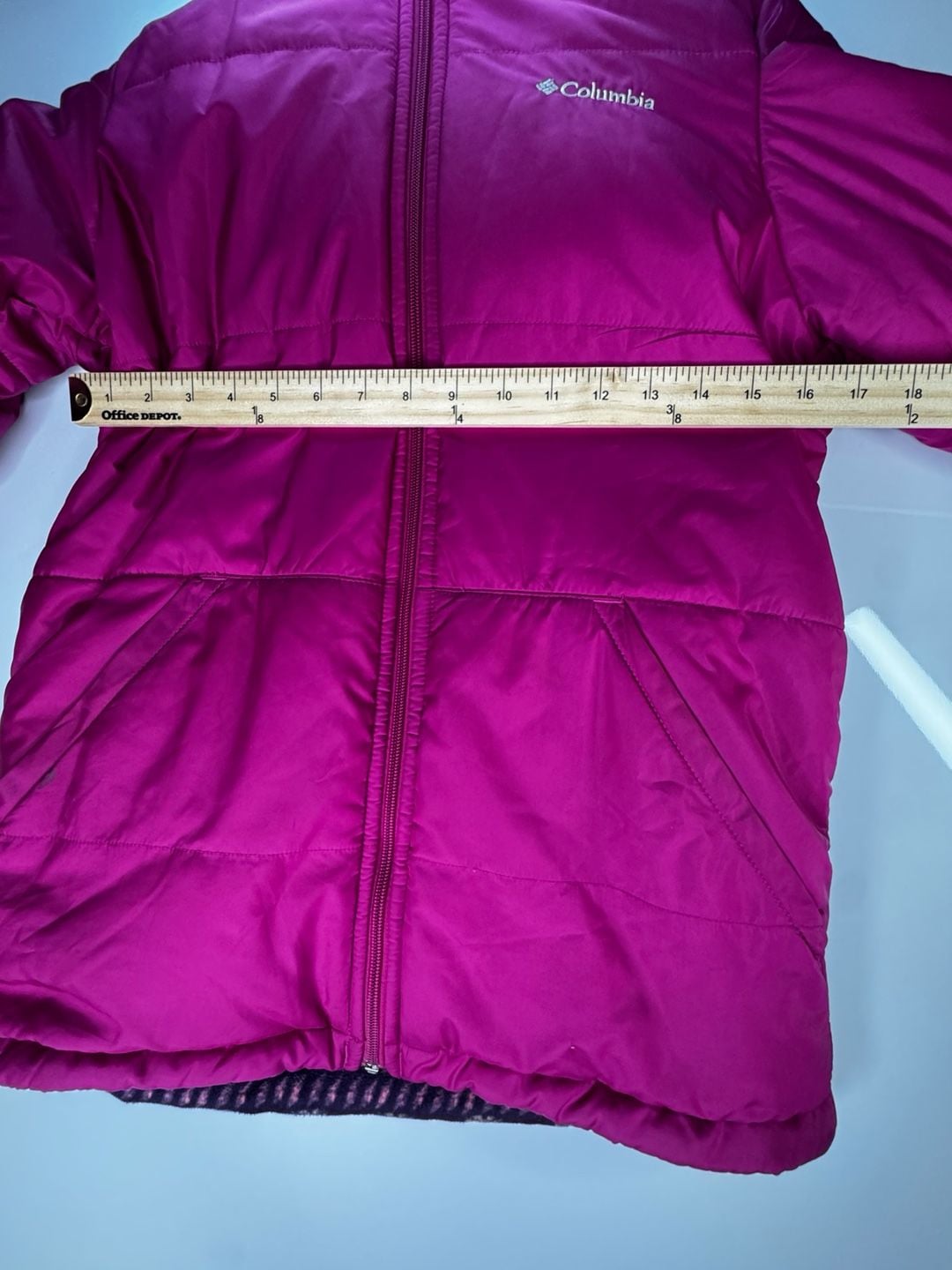 Columbia Puffer Jacket Pink Hooded Full Zip 5