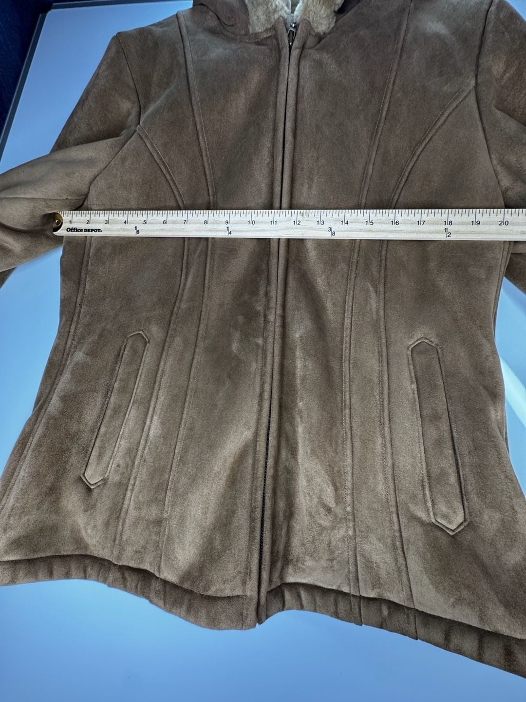 Braefair Faux Suede Hooded Jacket Size L Brown Faux Fur Lined Winter Coat 5