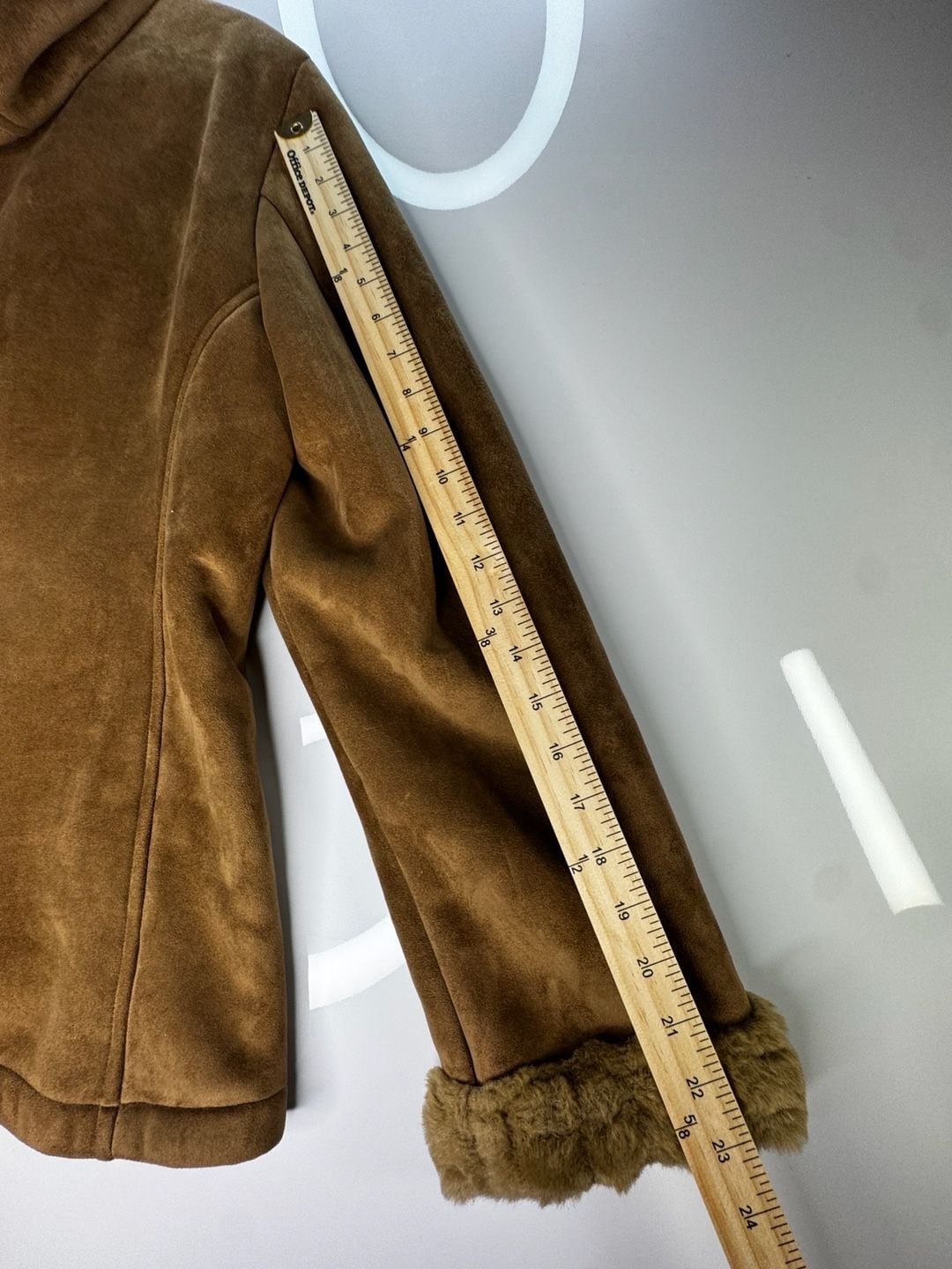 Braefair Faux Suede Hooded Jacket Size L Brown Faux Fur Lined Winter Coat 6