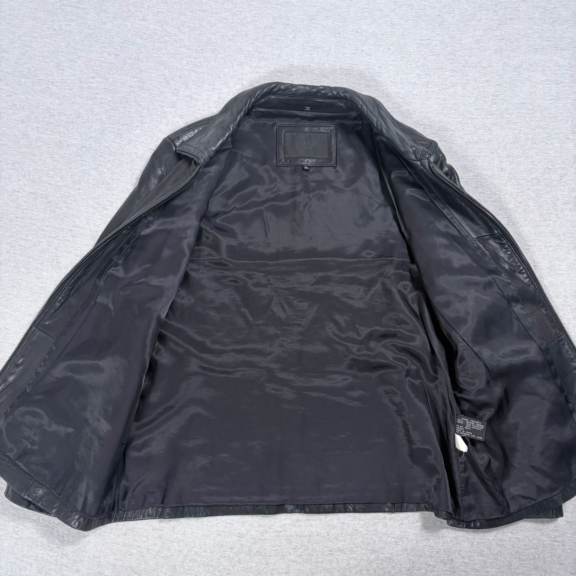 Avanti New York Leather Jacket XL Black Genuine Leather Full Zip Coat 5