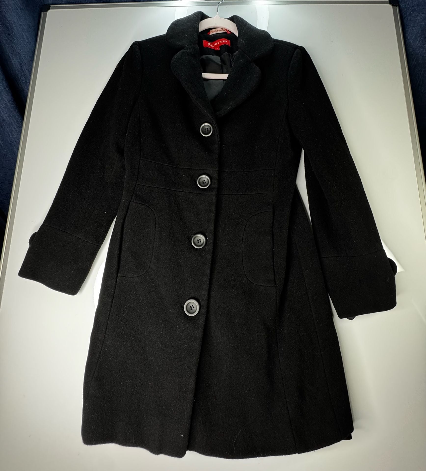 Anne Klein Wool Blend Coat Size PS Black Pea Coat Jacket 2