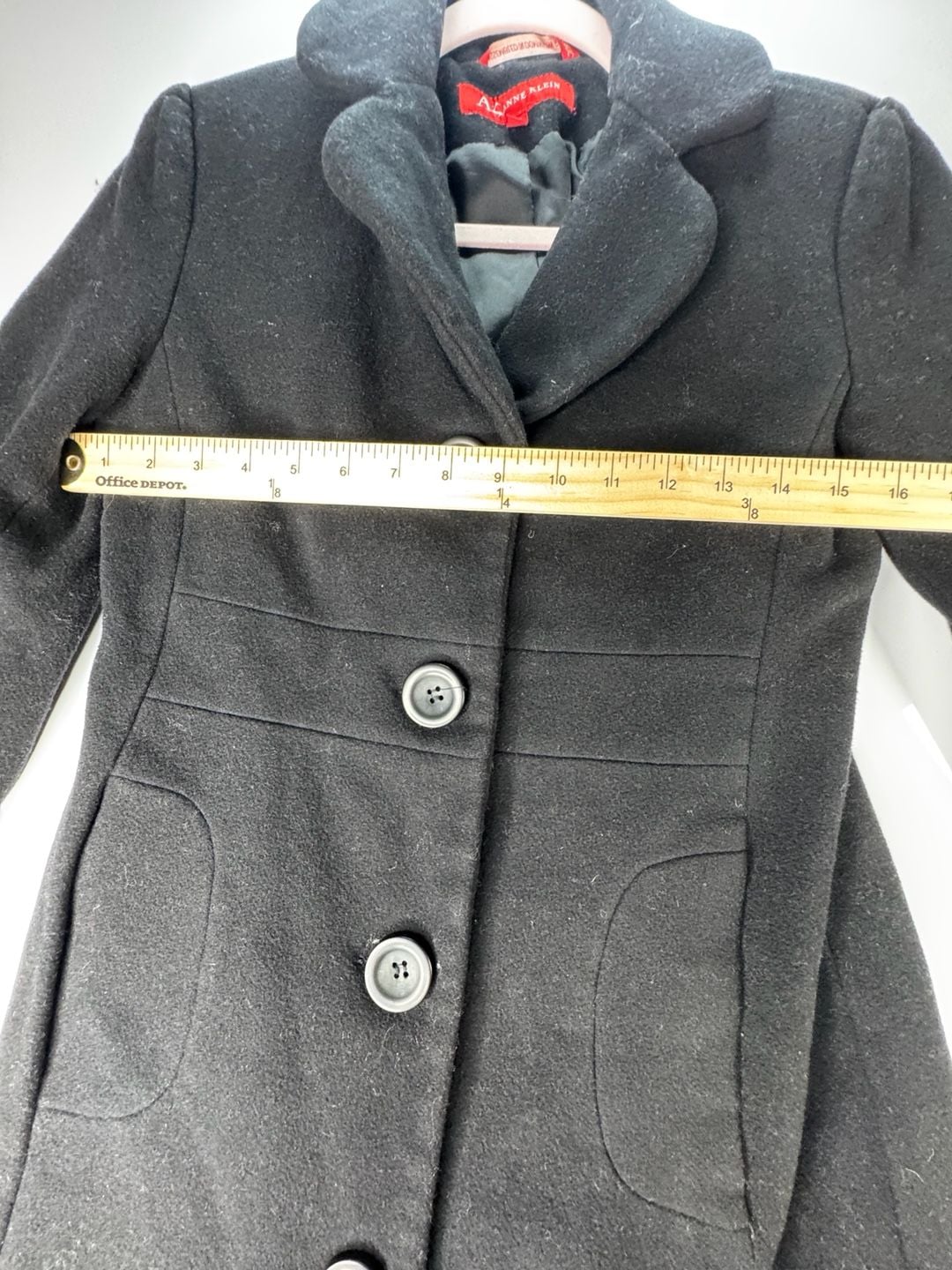 Anne Klein Wool Blend Coat Size PS Black Pea Coat Jacket 4