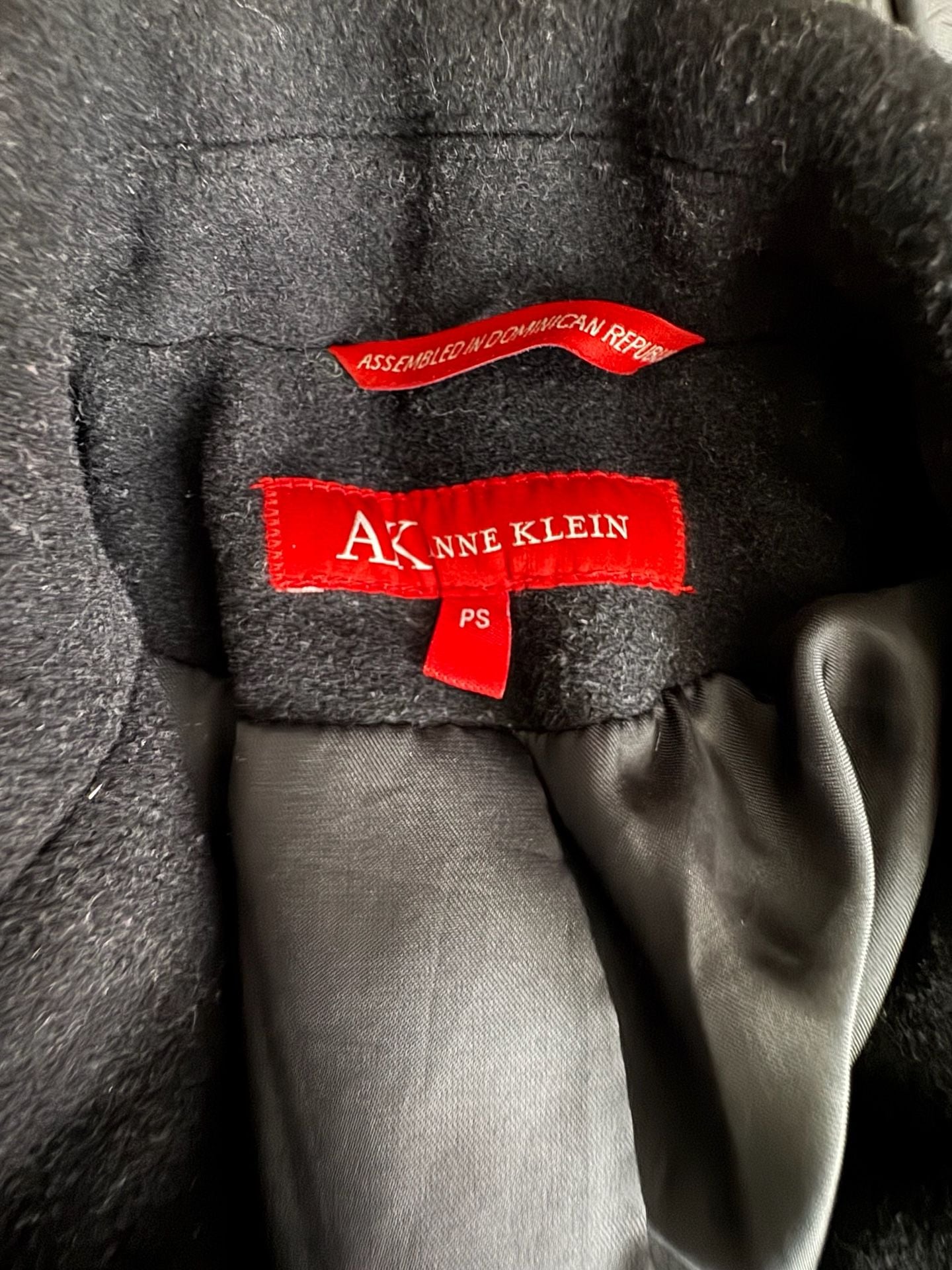 Anne Klein Wool Blend Coat Size PS Black Pea Coat Jacket 7