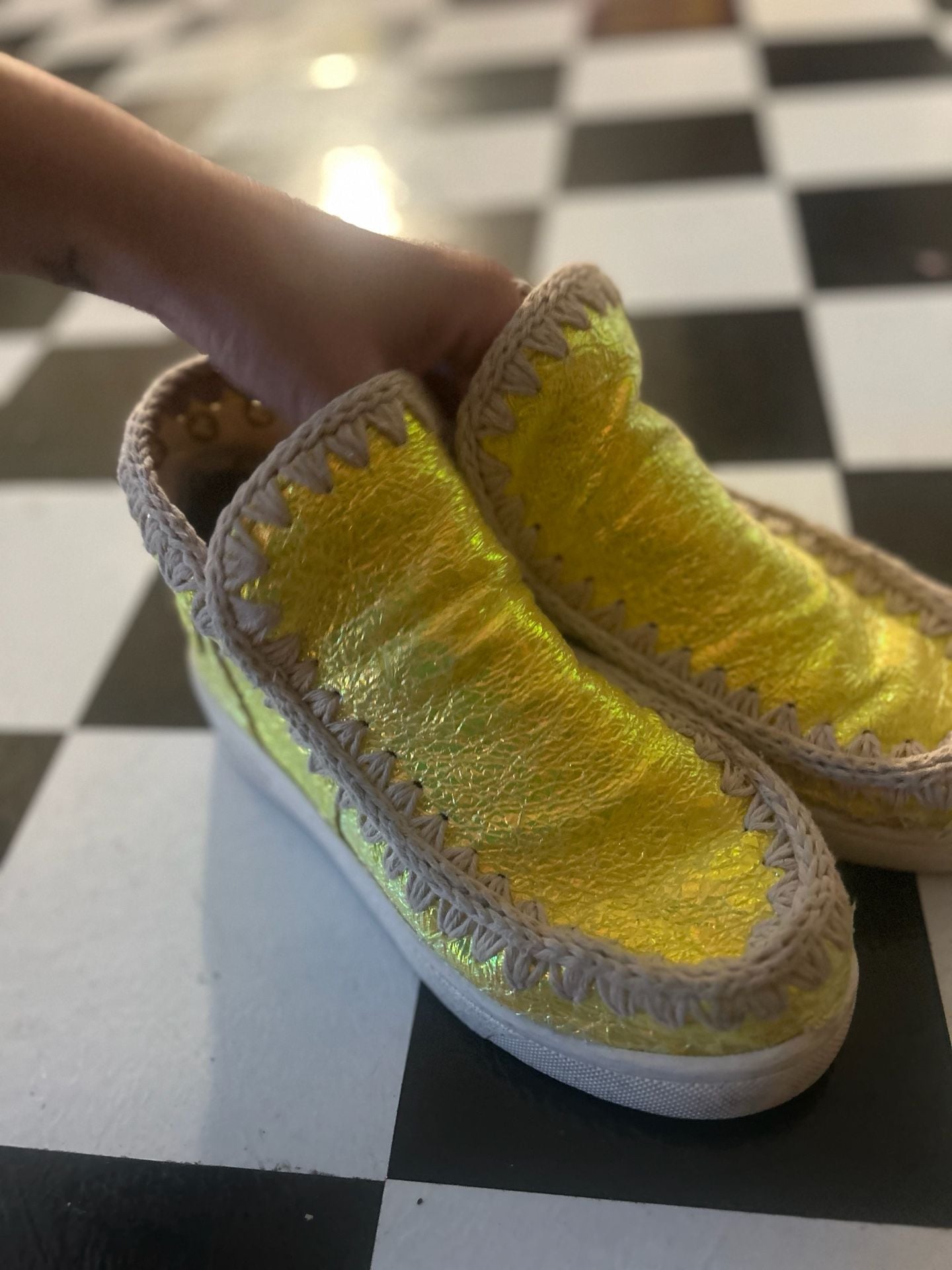 Mou Summer Eskimo Sneaker Yellow Metallic Leather 1