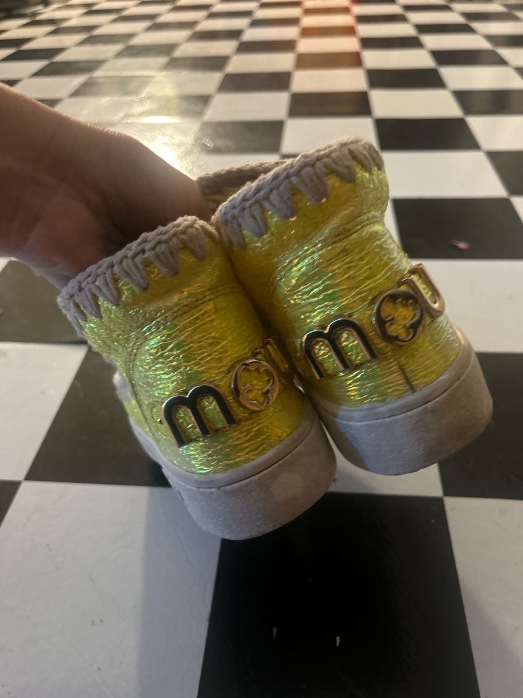Mou Summer Eskimo Sneaker Yellow Metallic Leather 3