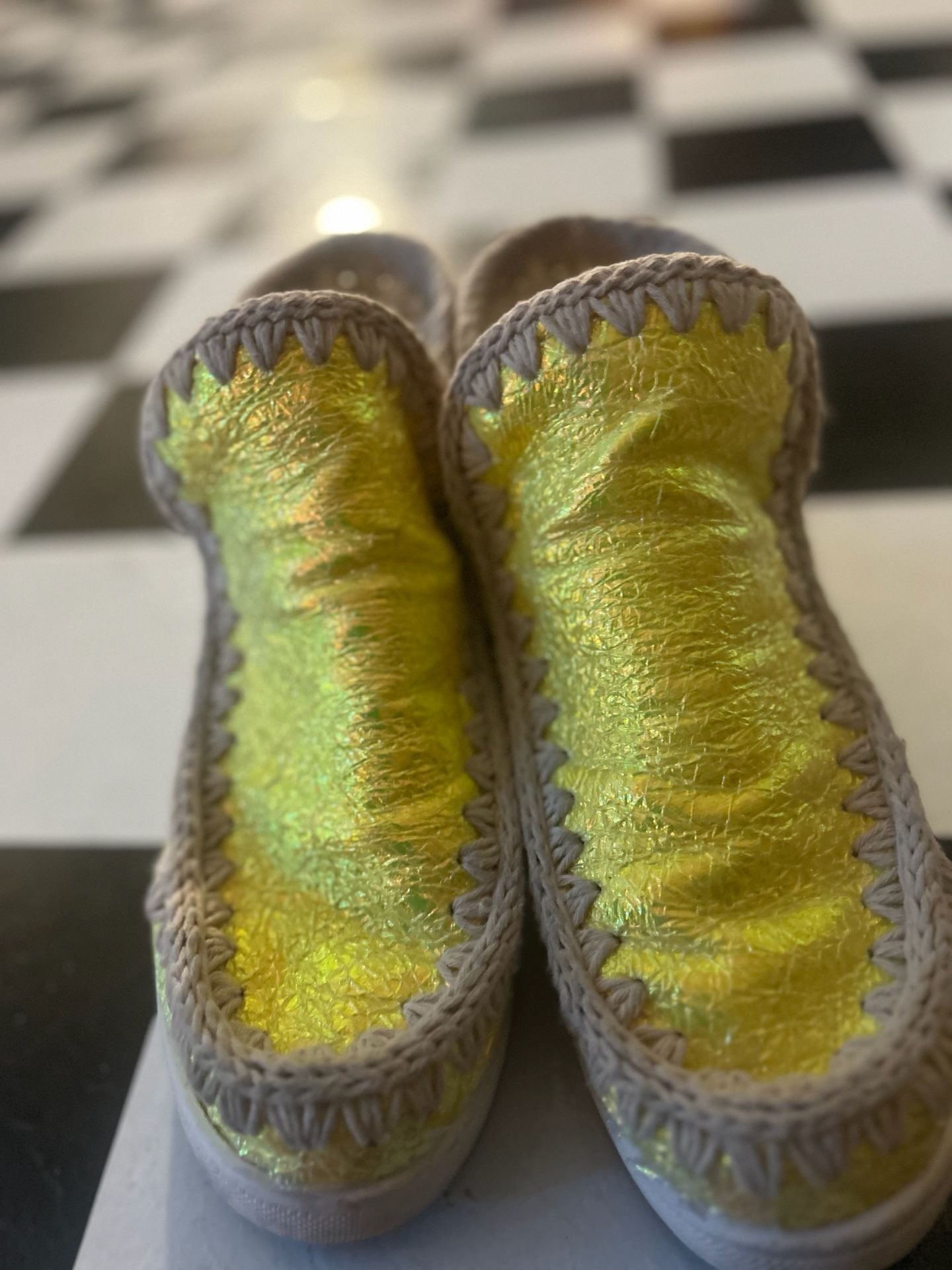 Mou Summer Eskimo Sneaker Yellow Metallic Leather 4