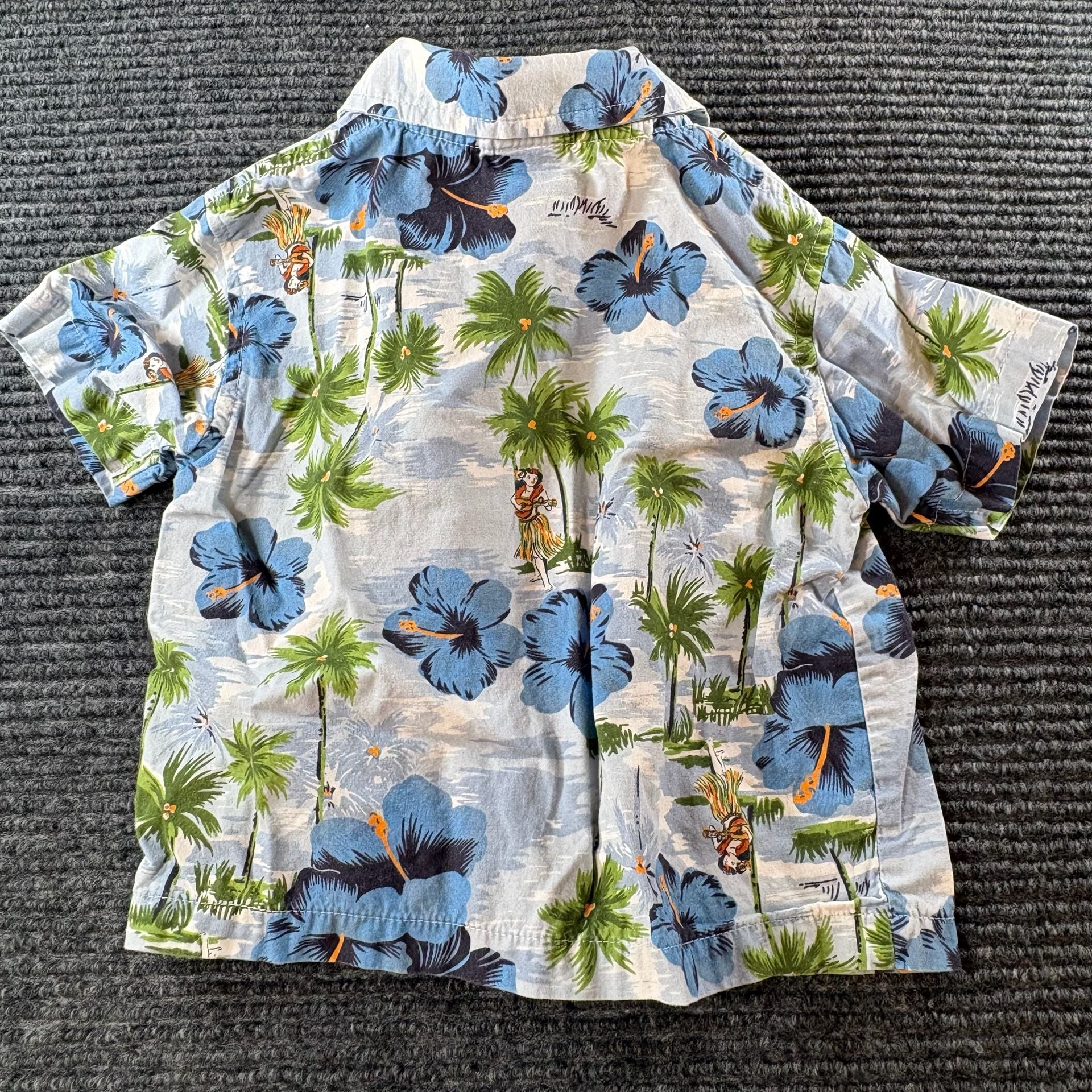 Gymboree Tropical Hawaiian Shirt Size 6-12 Mos Blue Floral Palm Hula 7