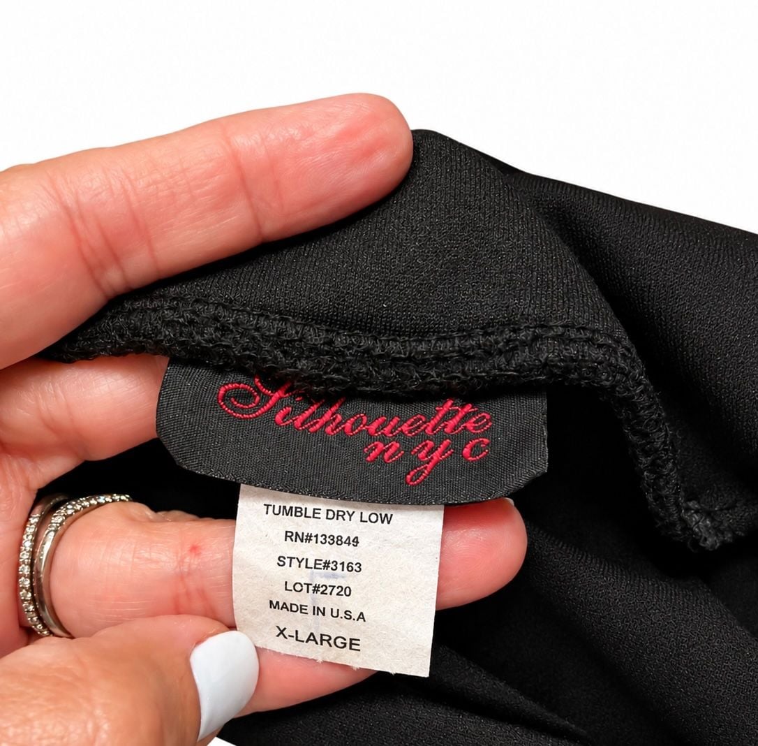Silhouette NYC Pencil Skirt X-Large Black Bodycon High Waist Midi 4