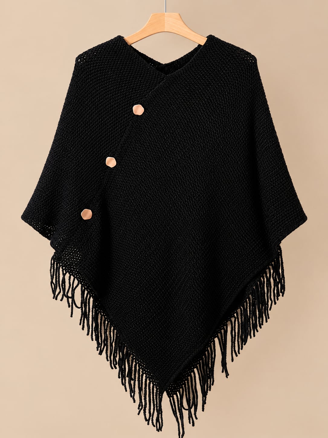 Anna-Kaci Womens Solid Knit Scarf Shawl Wrap with Fringe Hem Black 2