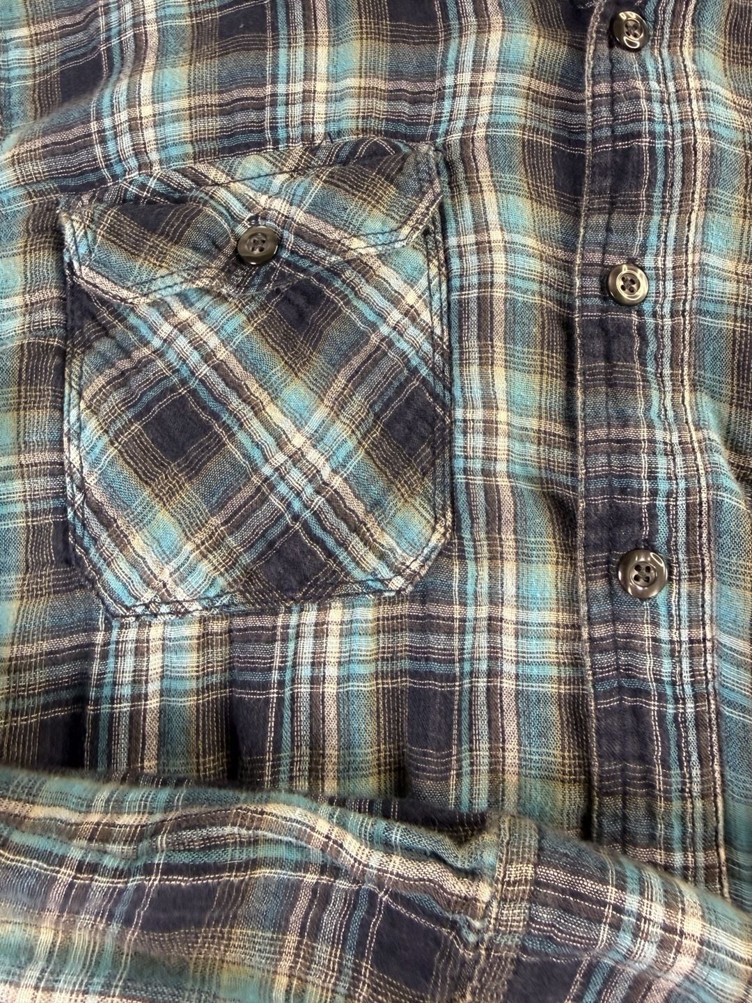 Converse One Star Plaid Flannel Shirt Size M Blue Long Sleeve 3