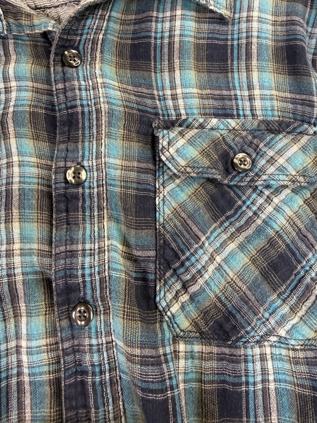 Converse One Star Plaid Flannel Shirt Size M Blue Long Sleeve 4