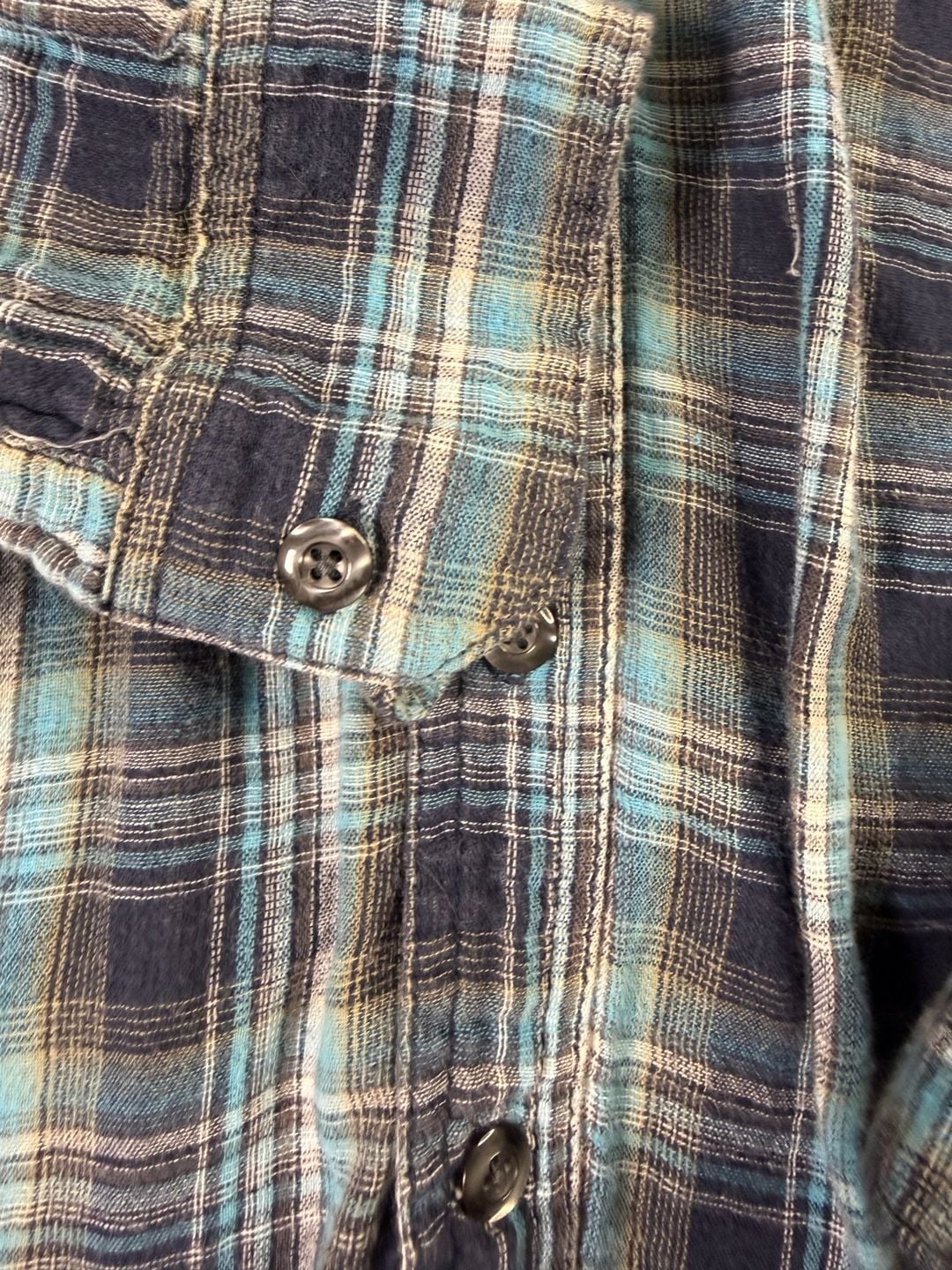 Converse One Star Plaid Flannel Shirt Size M Blue Long Sleeve 5