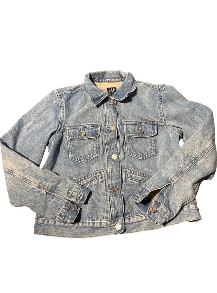 Vintage GAP Denim Women’s Medium Jean Jacket Flannel Lined Light Wash 90s 2