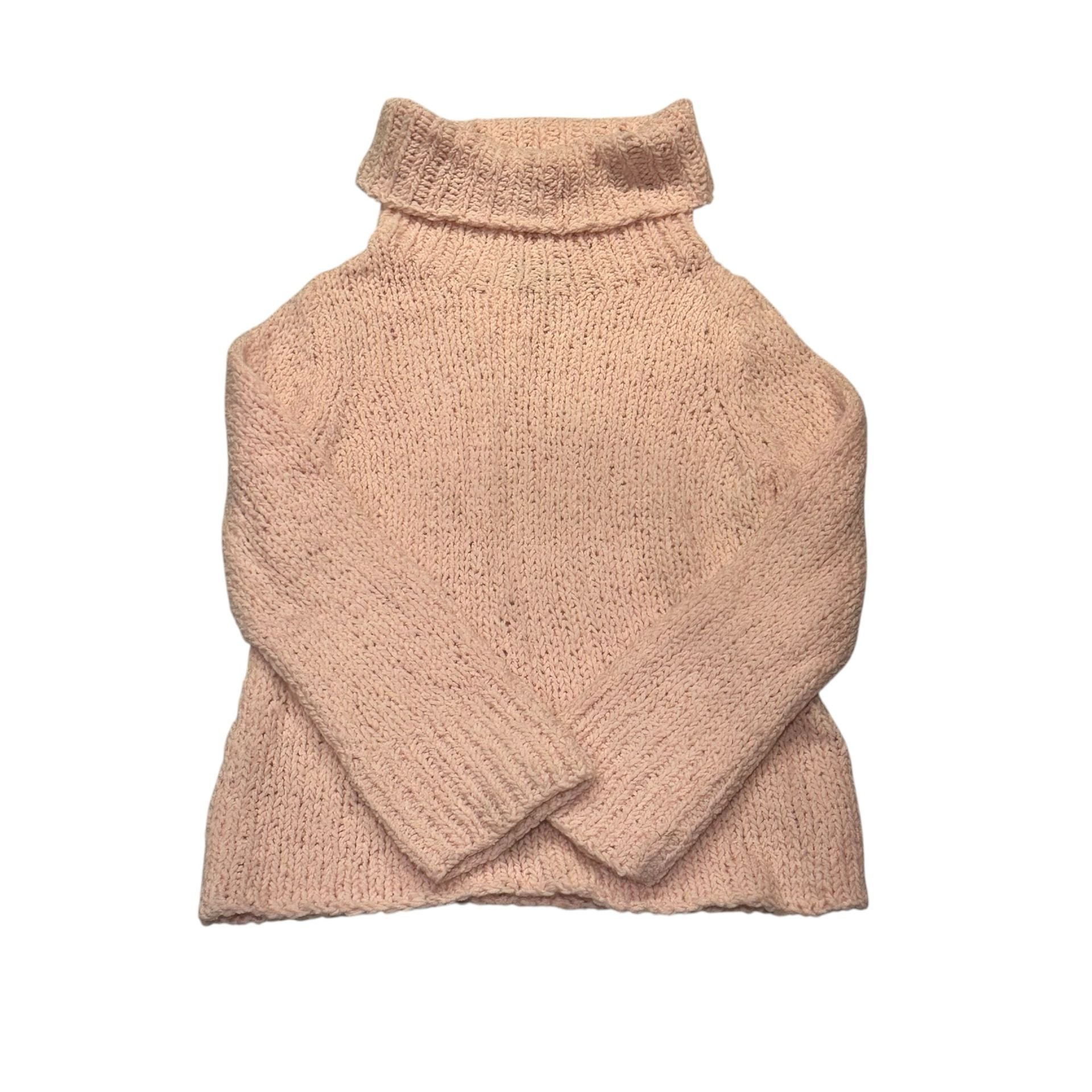 Express Handknit Turtleneck Sweater Size L Pink Chunky Knit 3