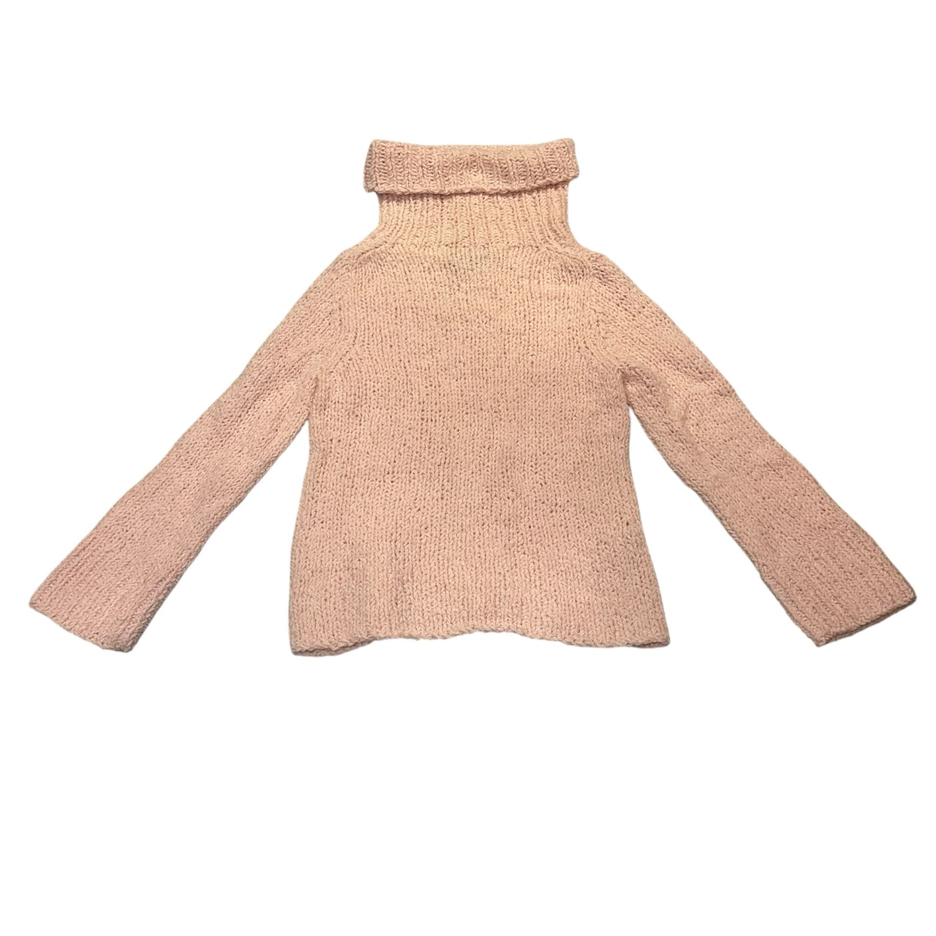 Express Handknit Turtleneck Sweater Size L Pink Chunky Knit 4
