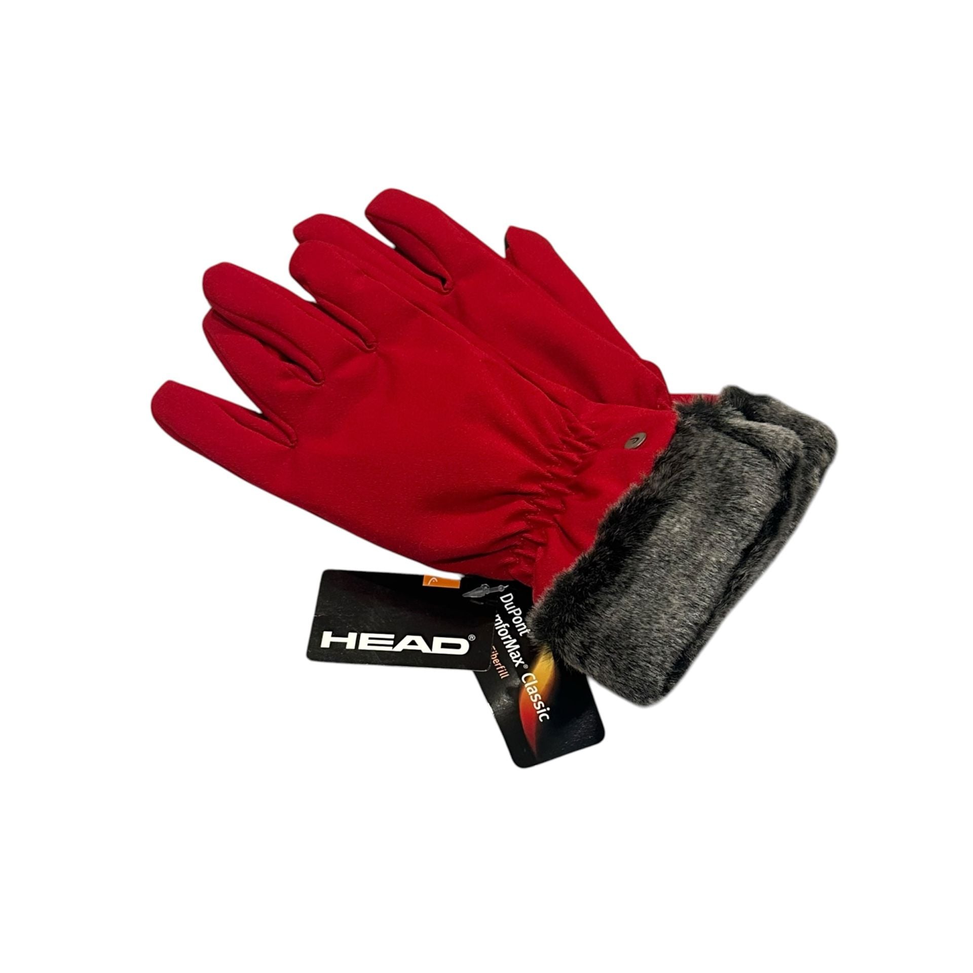 Head Ladies Glove Size Large Red Fur Cuff Winter Snow 1