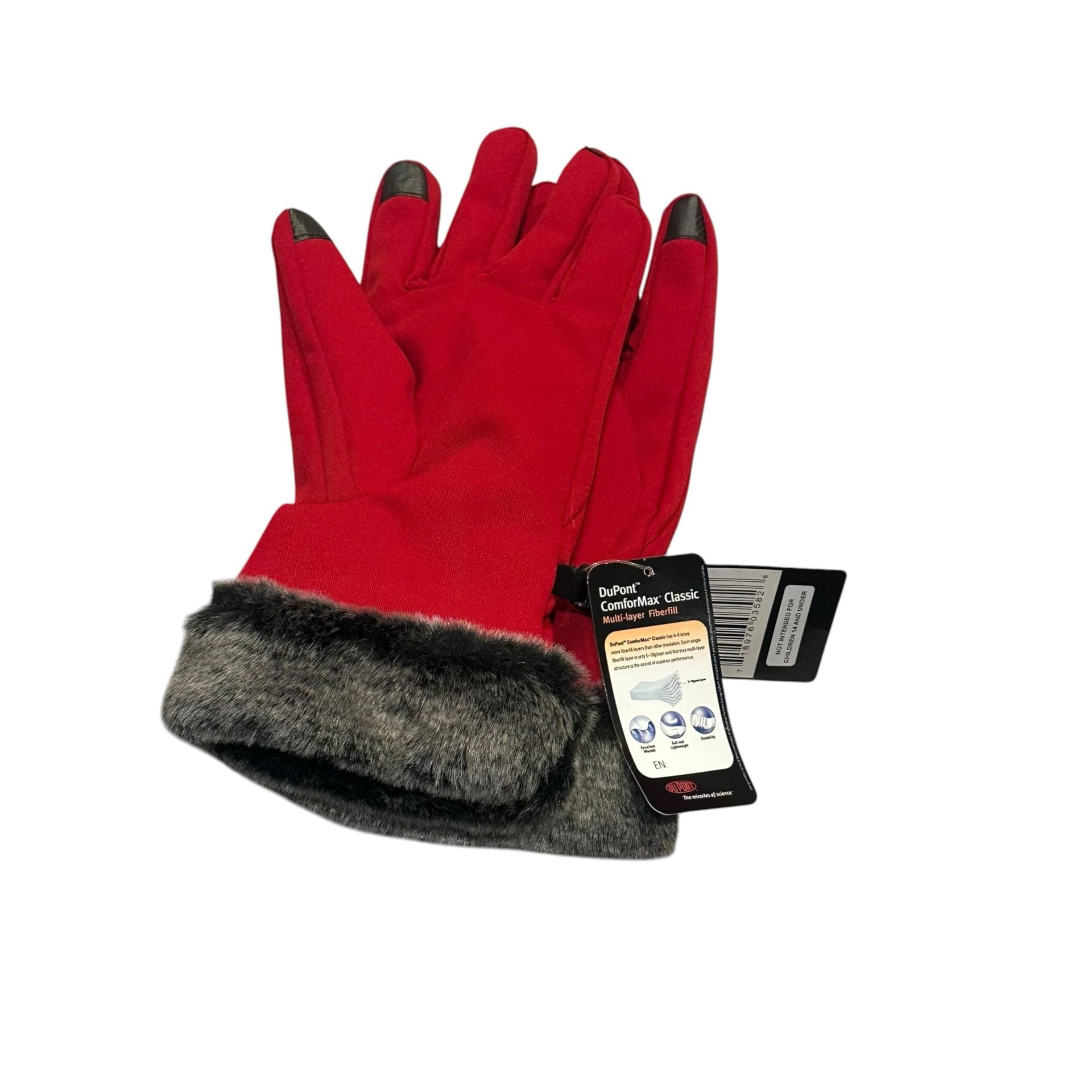 Head Ladies Glove Size Large Red Fur Cuff Winter Snow 2