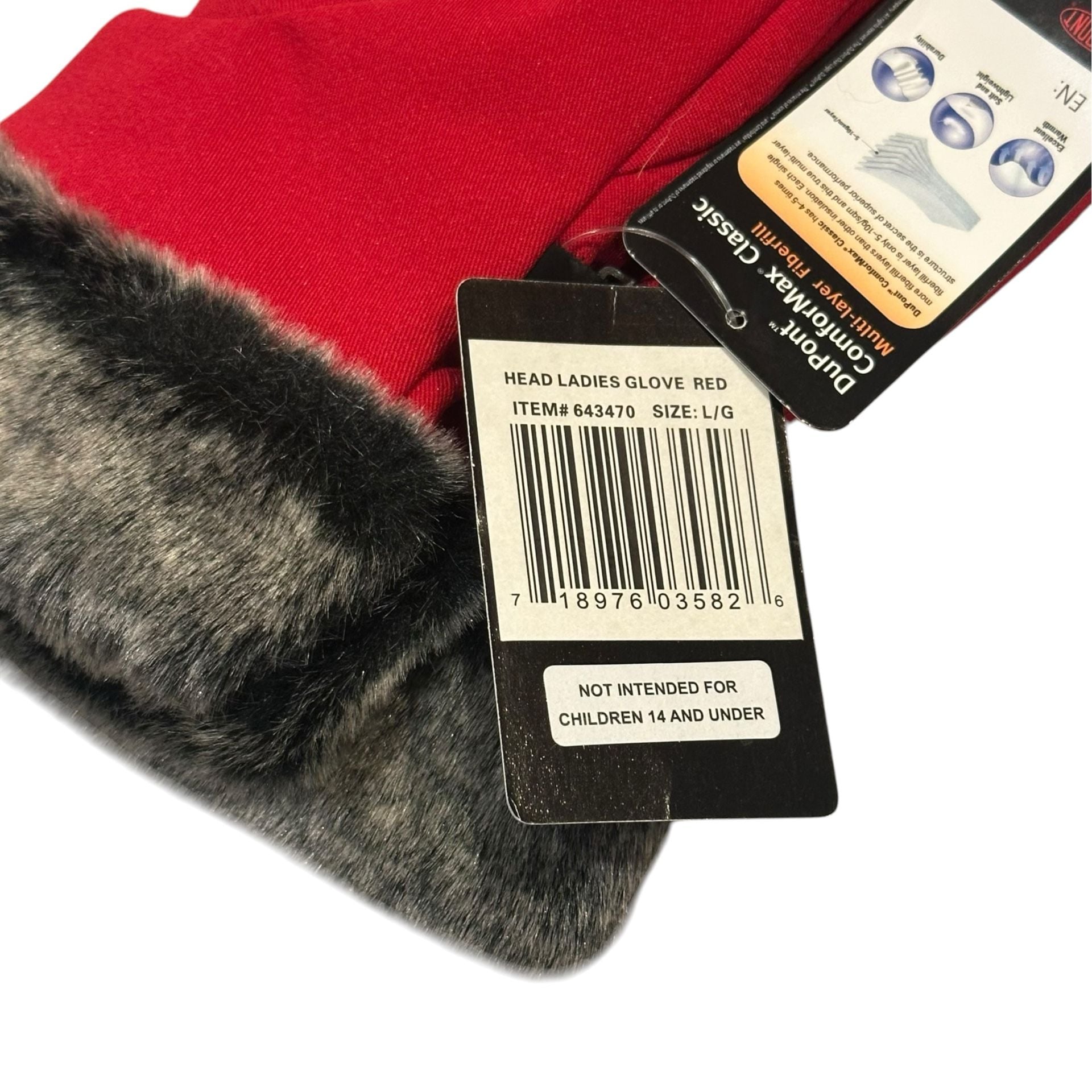 Head Ladies Glove Size Large Red Fur Cuff Winter Snow 3