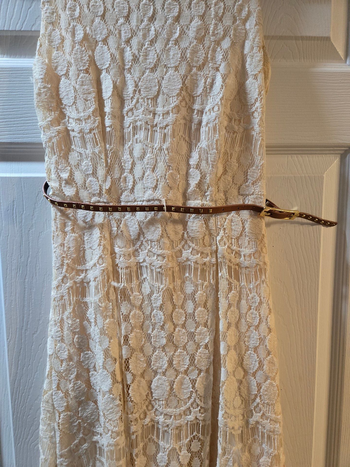 Xhilaration Cream Lace High-Low Dress with Belt 4