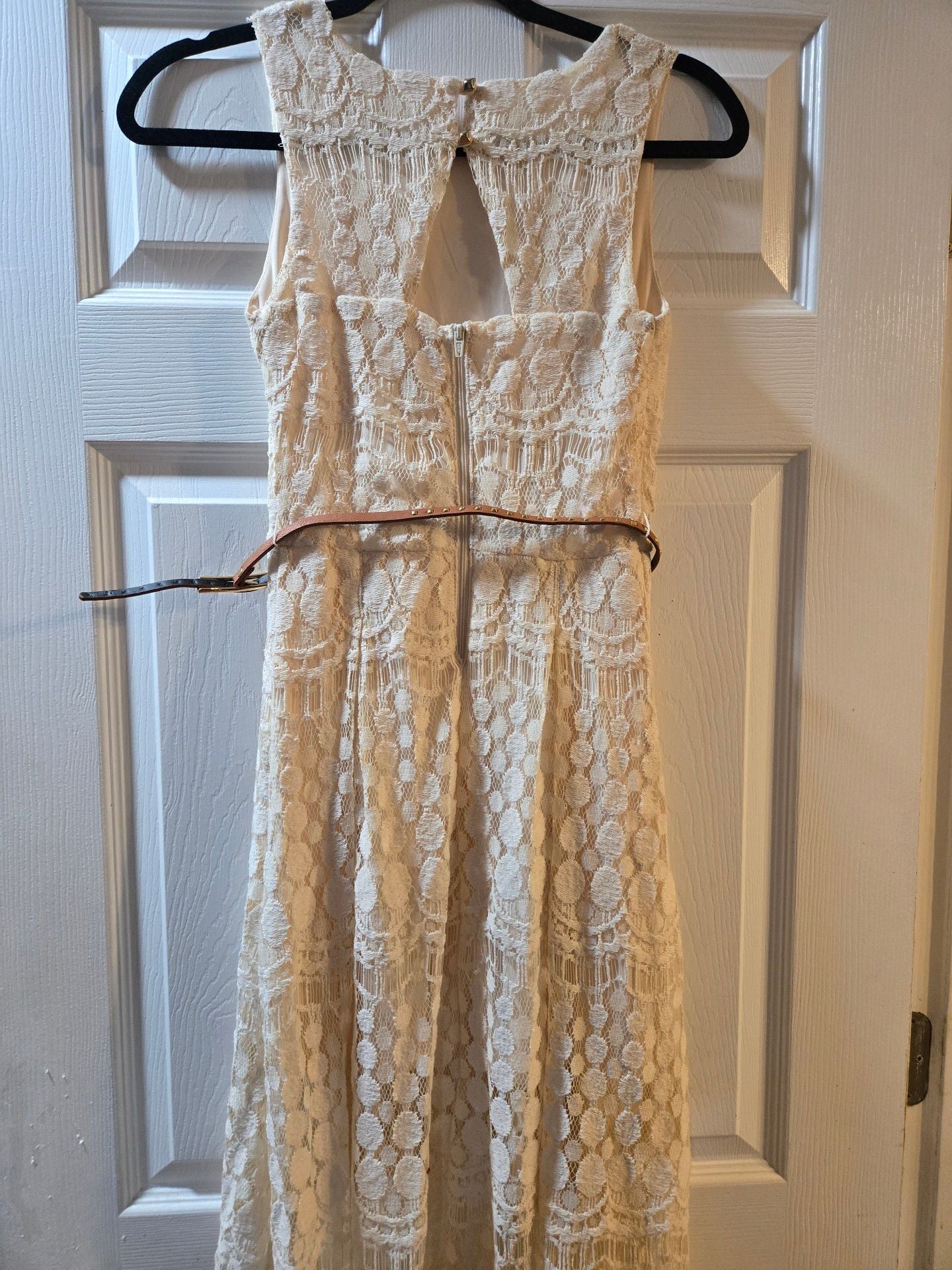 Xhilaration Cream Lace High-Low Dress with Belt 6