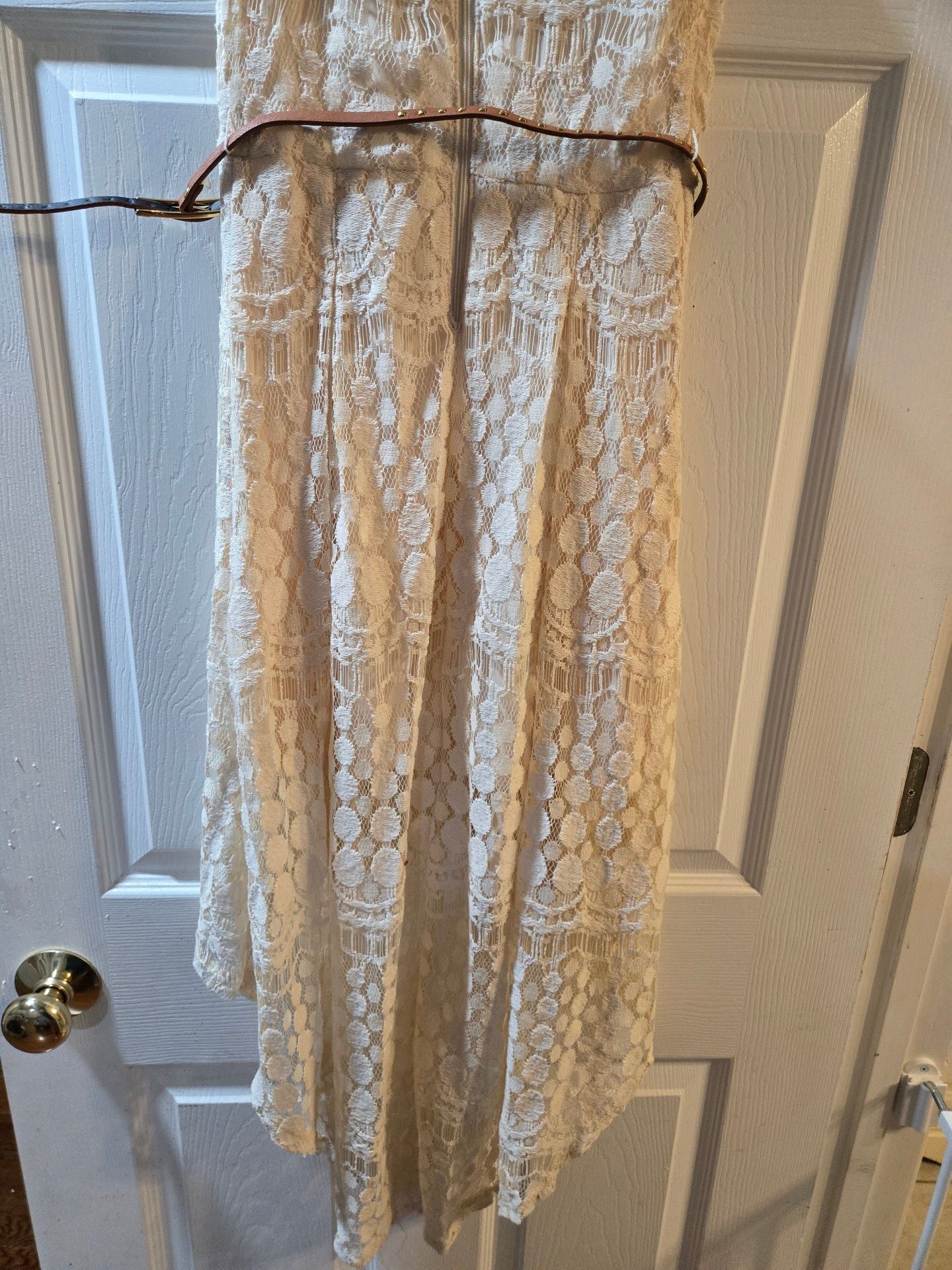 Xhilaration Cream Lace High-Low Dress with Belt 7