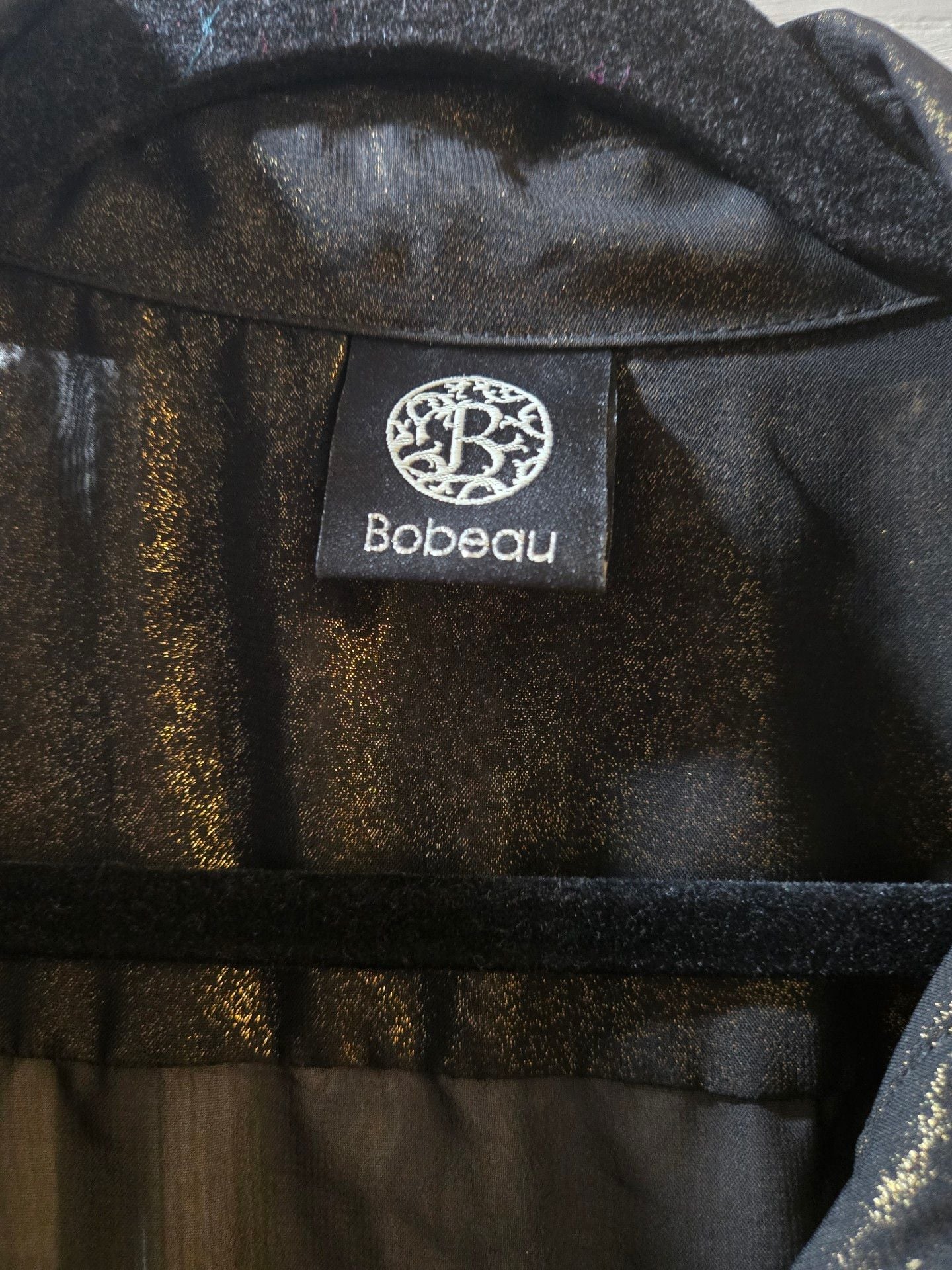 Bobeau Sheer Metallic Blouse Black Gold 5