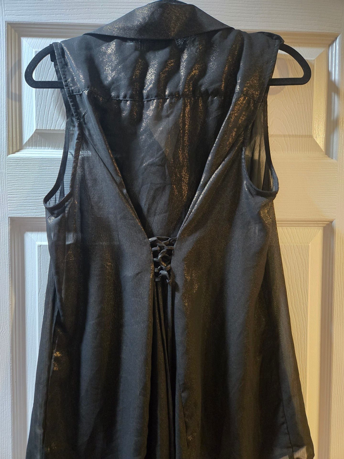 Bobeau Sheer Metallic Blouse Black Gold 6