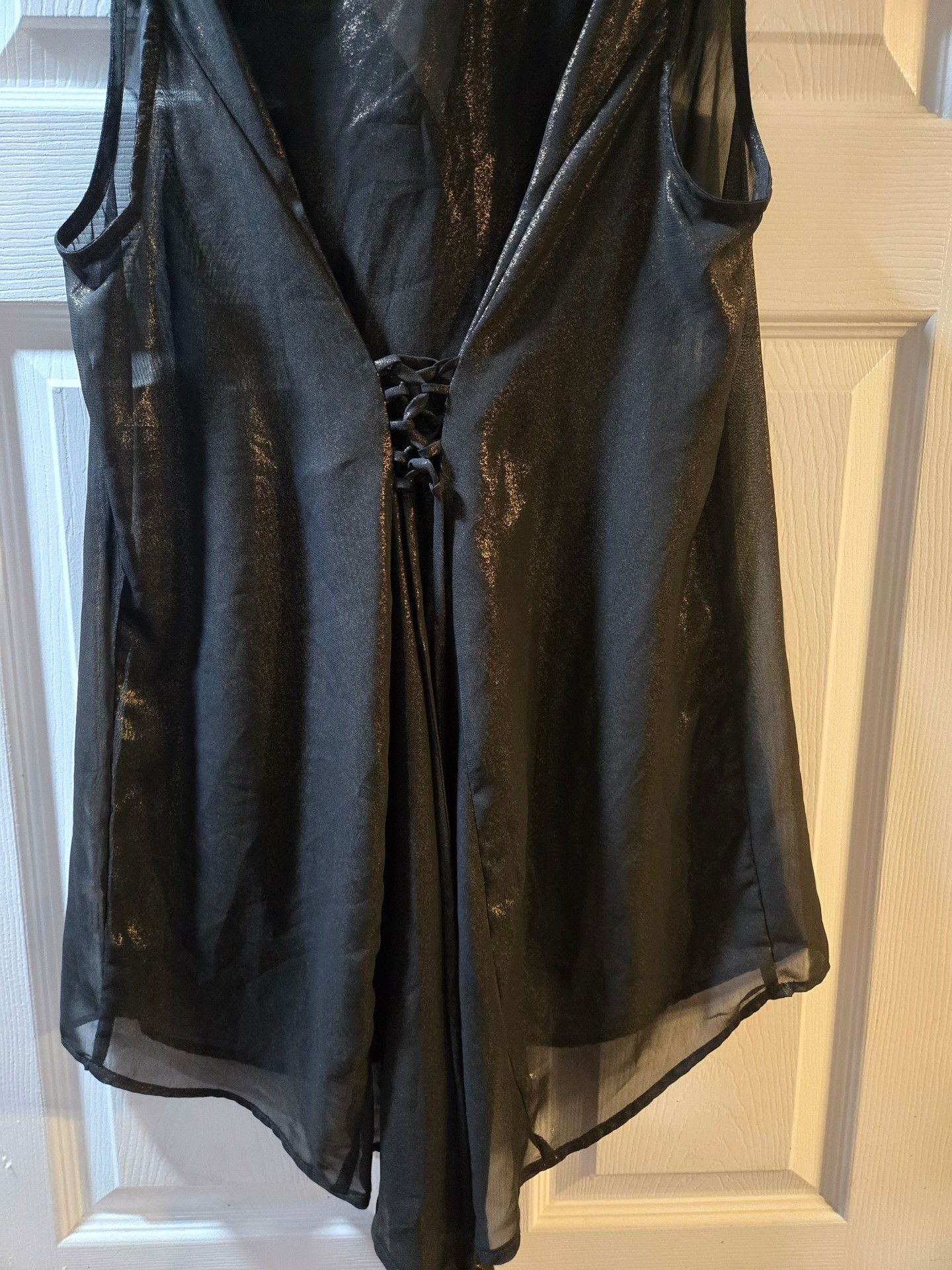 Bobeau Sheer Metallic Blouse Black Gold 7