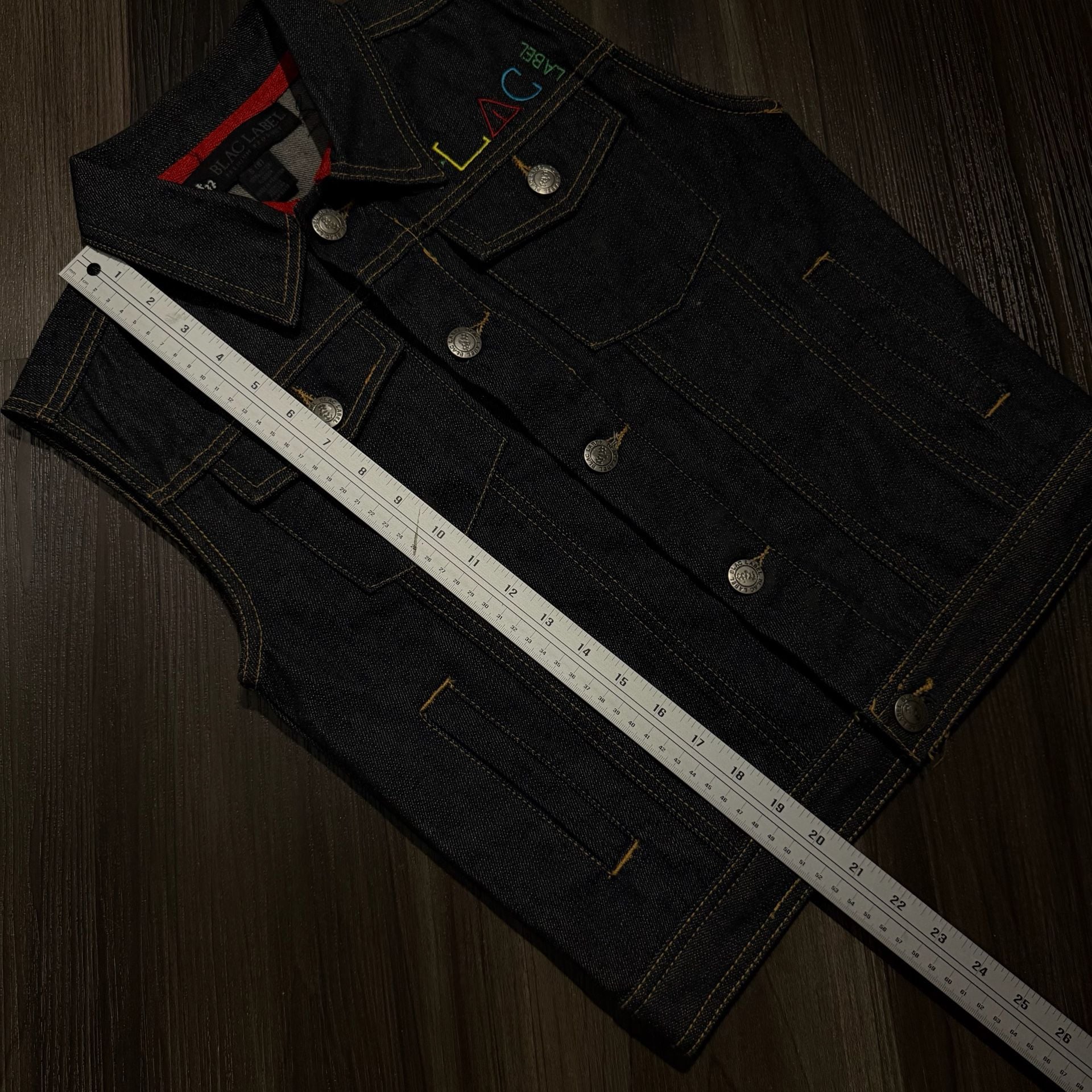 Blac Label Denim Vest Size S (8) Dark Wash Graffiti Logo 6
