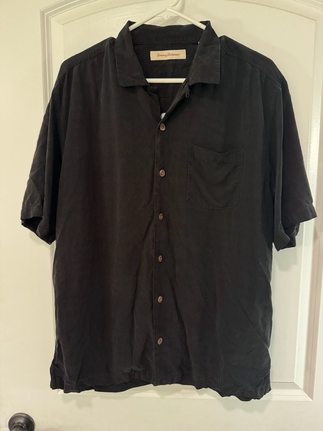 Tommy Bahama Carry A Big Stick Hawaii Surf Silk Camp Shirt Black Size L 4