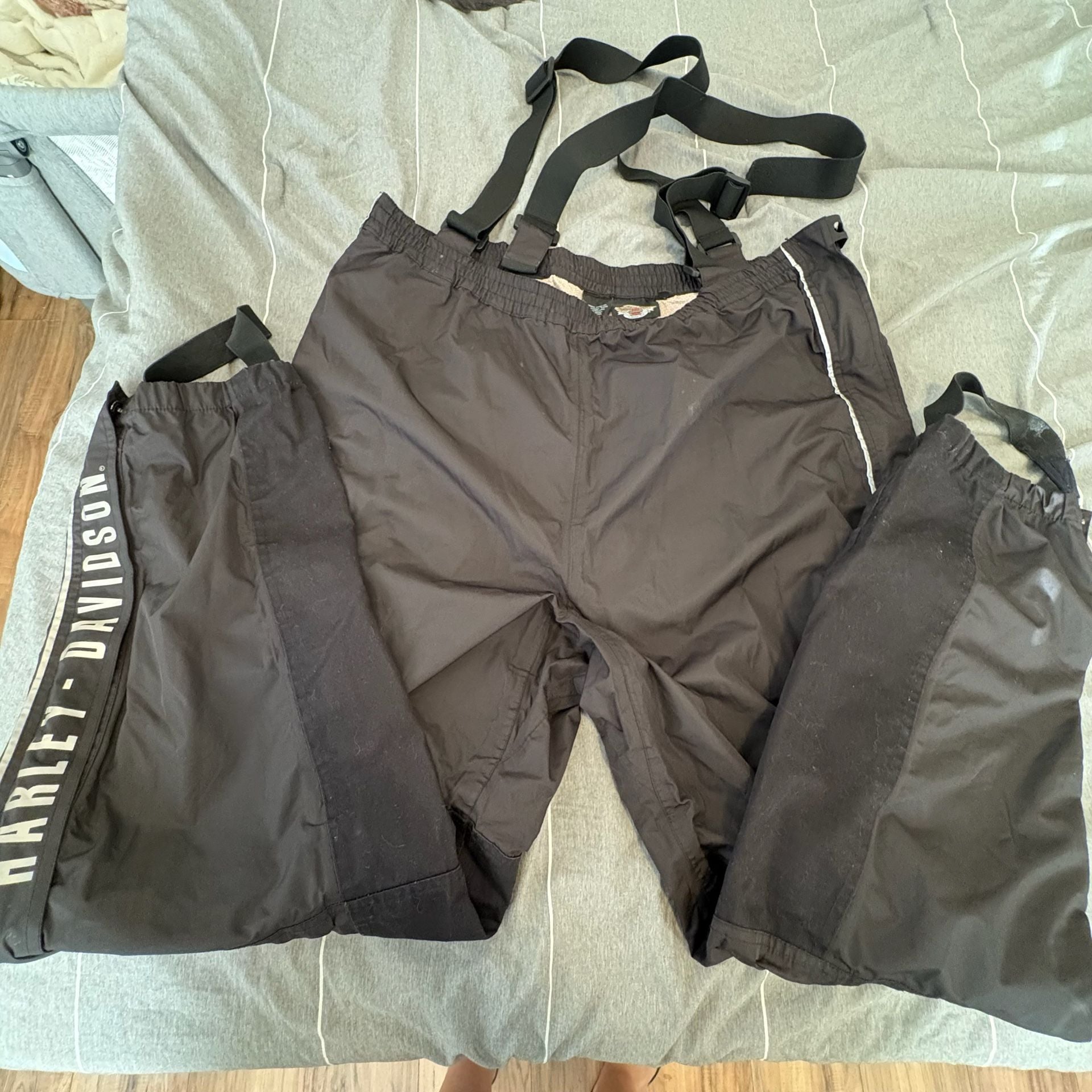 Harley-Davidson Rain Pants Size XL Black Suspenders Motorcycle 1