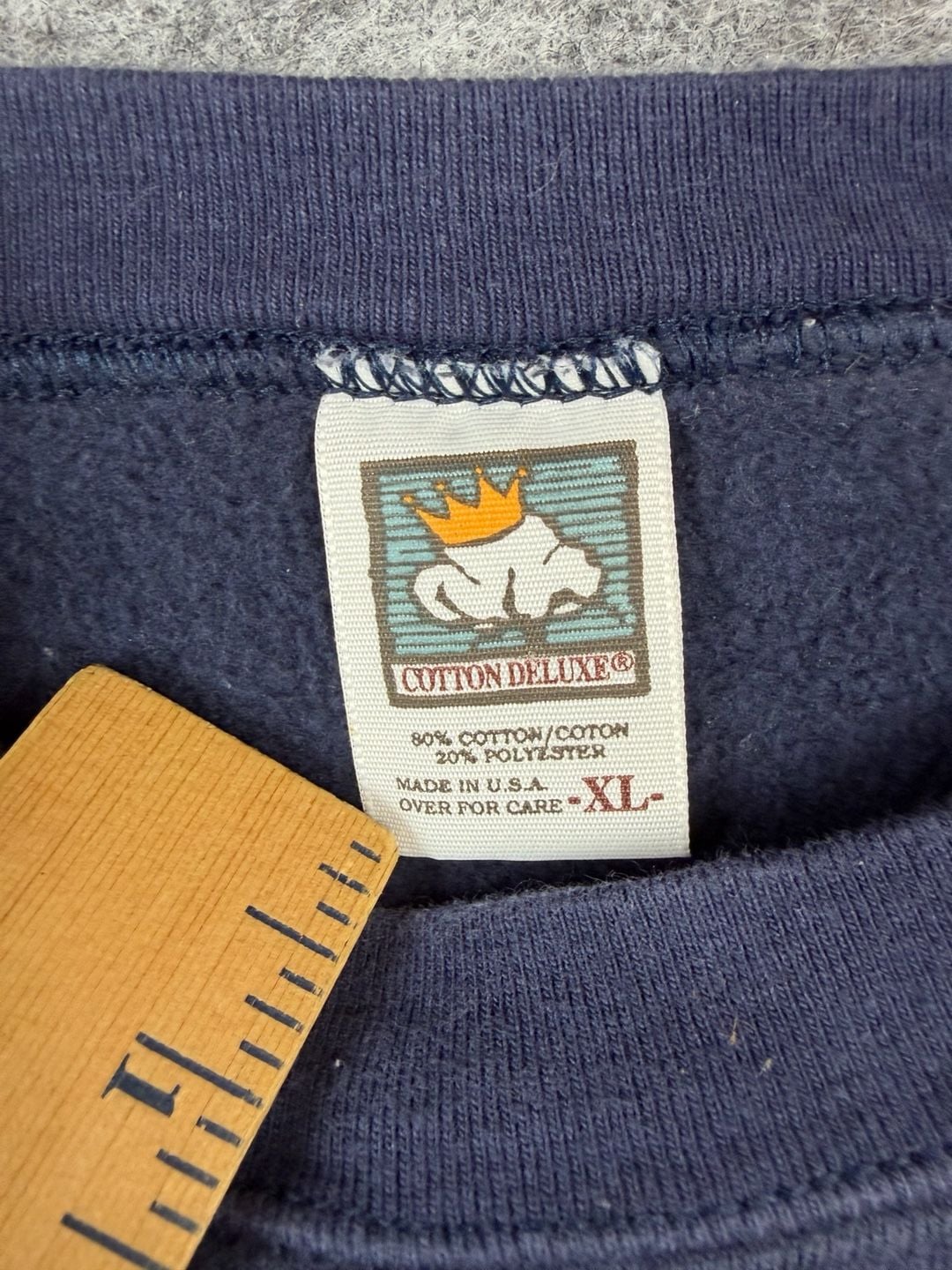 Cotton Deluxe Alpha Xi Delta Size XL Navy Plaid Applique Sweatshirt 4