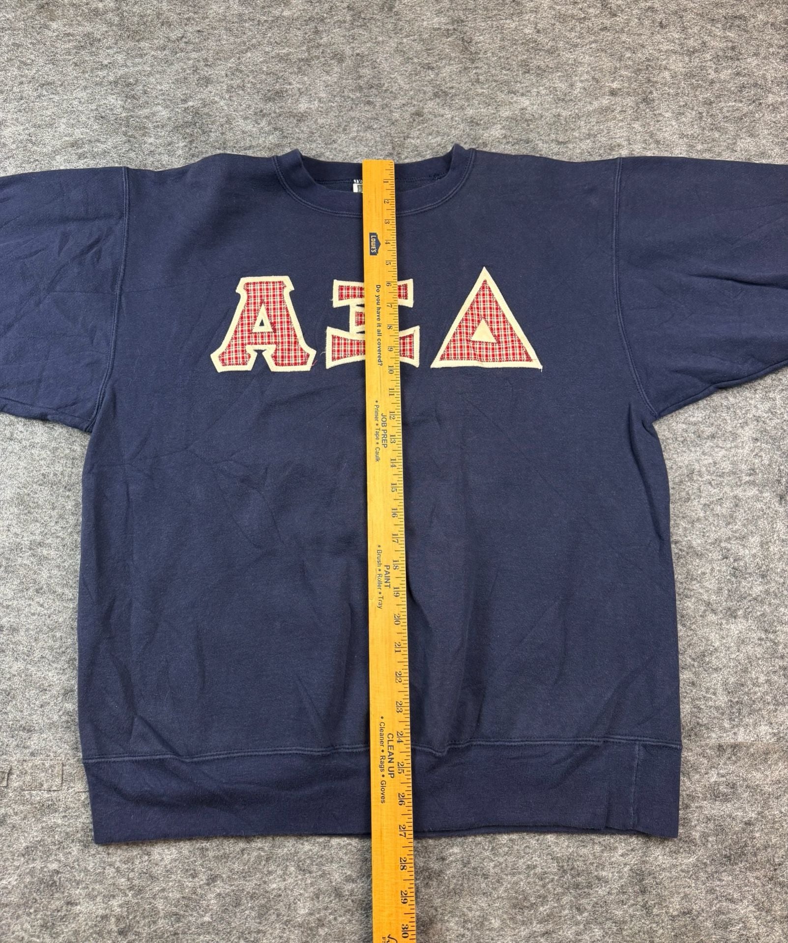 Cotton Deluxe Alpha Xi Delta Size XL Navy Plaid Applique Sweatshirt 5