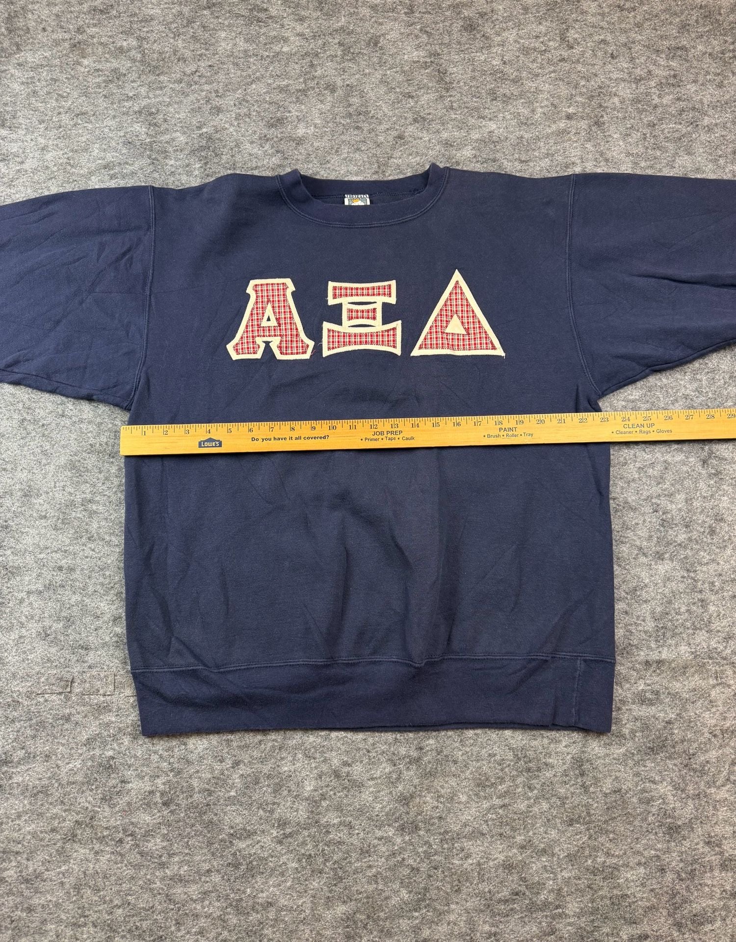 Cotton Deluxe Alpha Xi Delta Size XL Navy Plaid Applique Sweatshirt 7