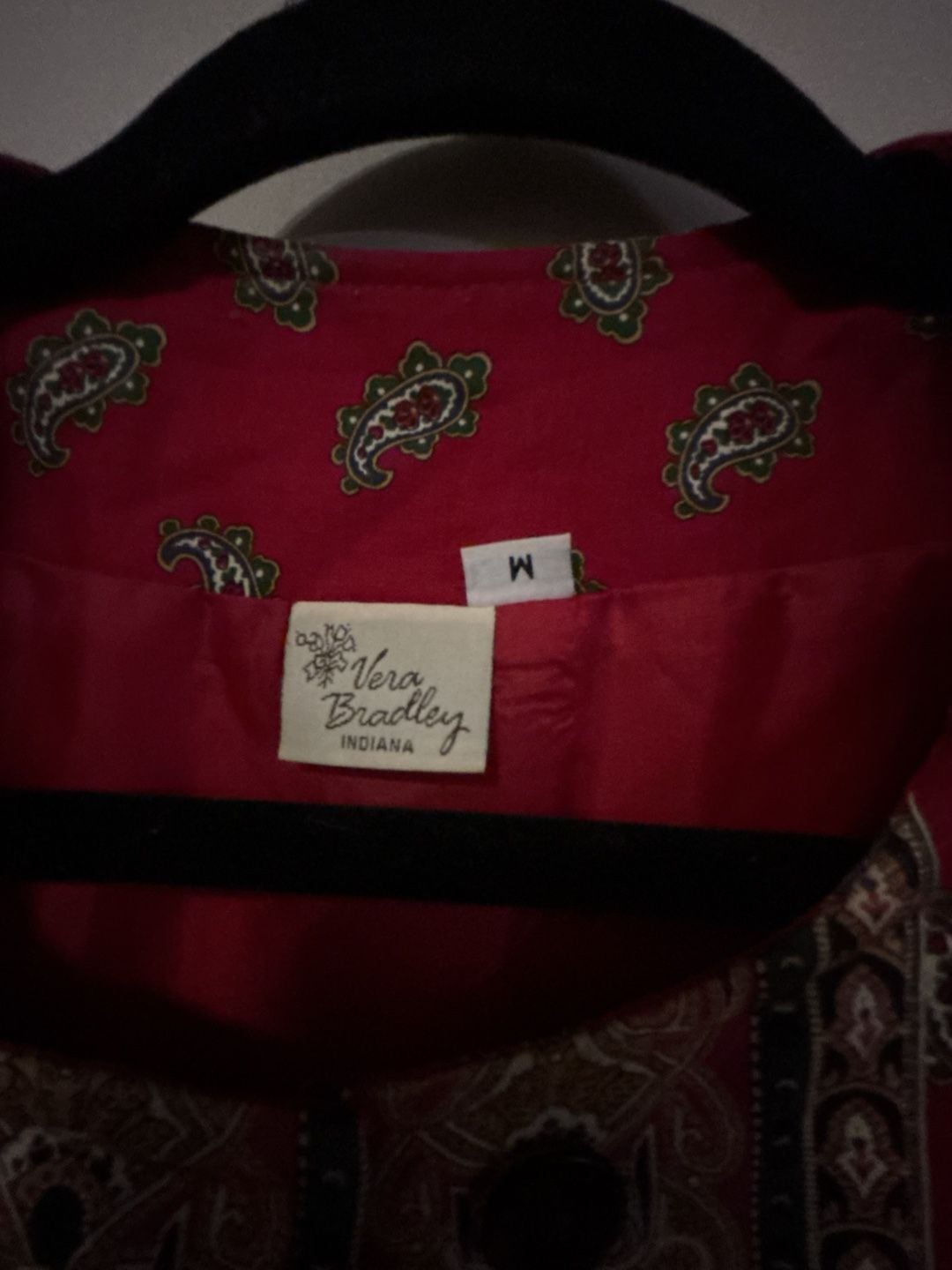 Vera Bradley Quilted Jacket Size M Red Paisley Vintage 4