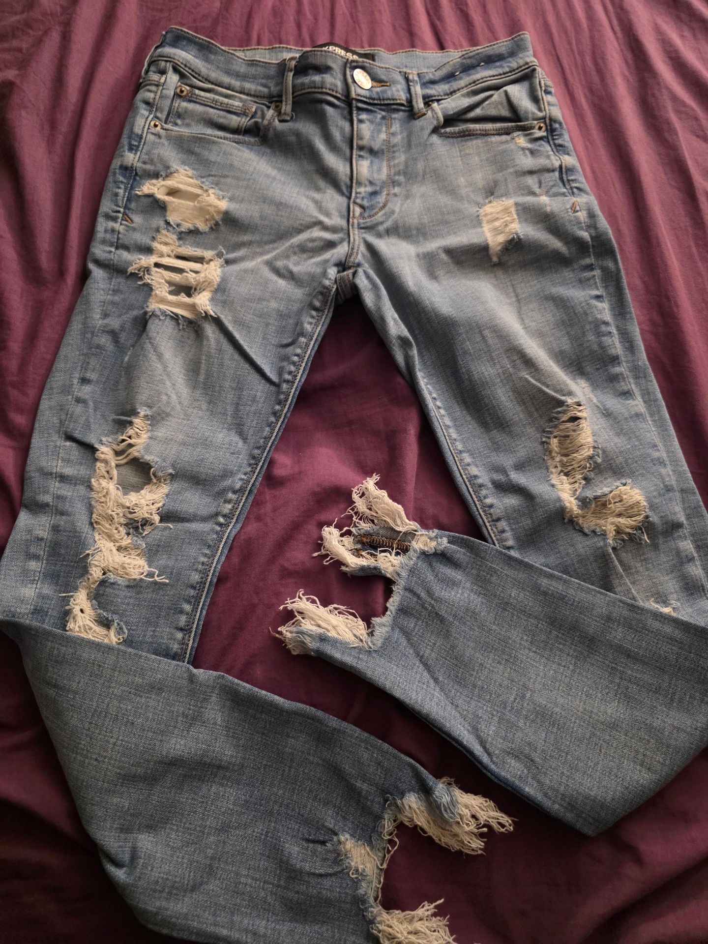 Express Distressed Jeans Light Wash 1