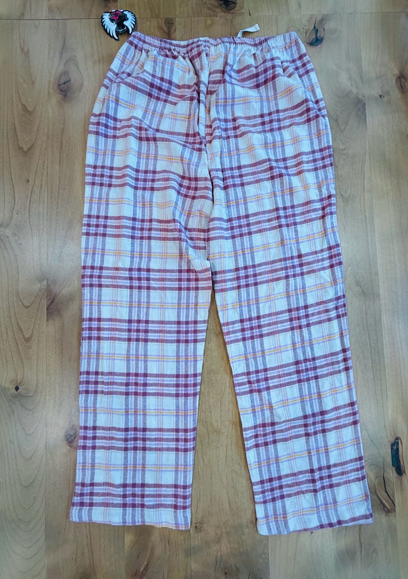 Forever Spoiled Pajama Pants Size L Pink Plaid Flannel Sleepwear 4