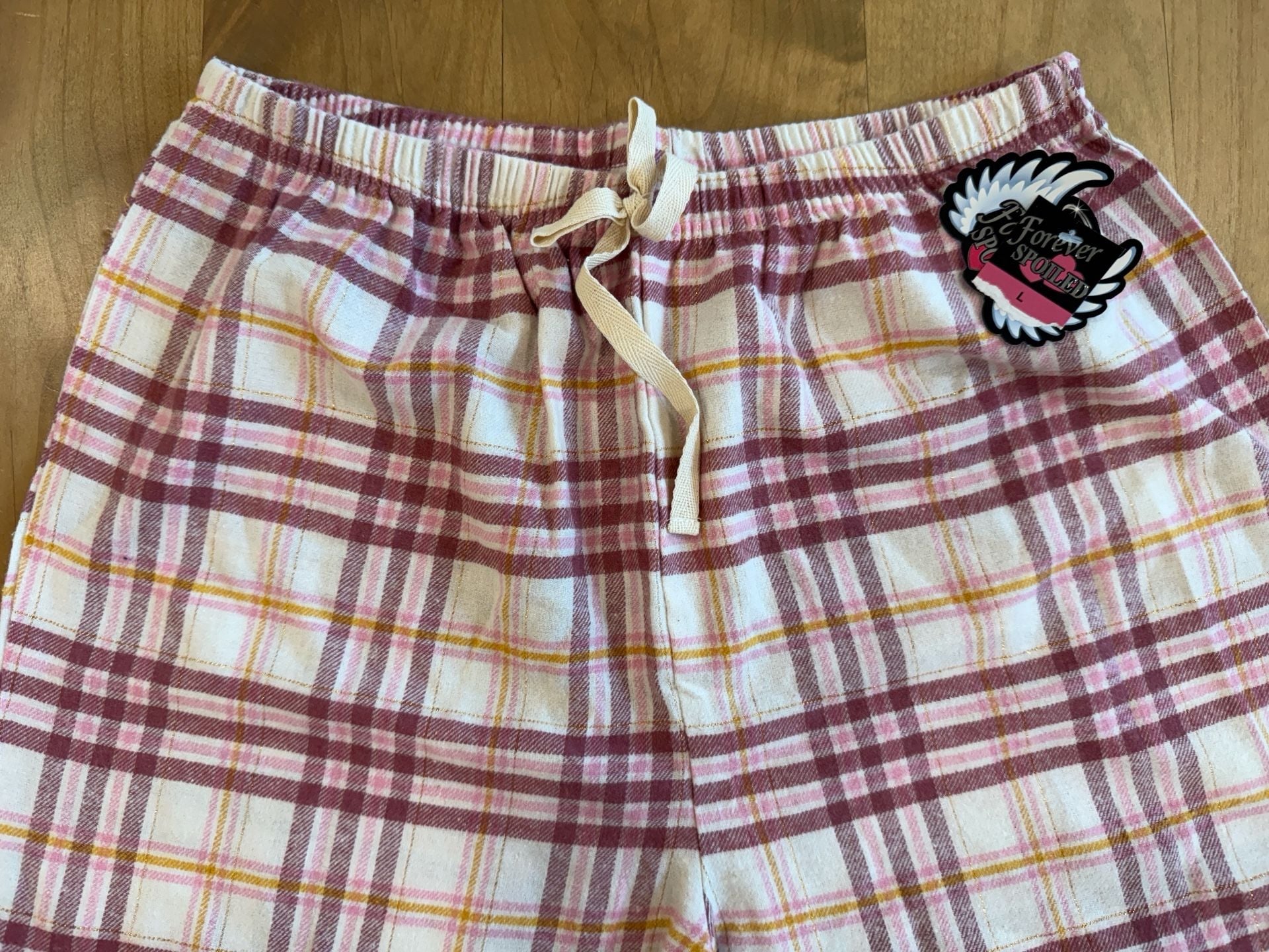 Forever Spoiled Pajama Pants Size L Pink Plaid Flannel Sleepwear 8