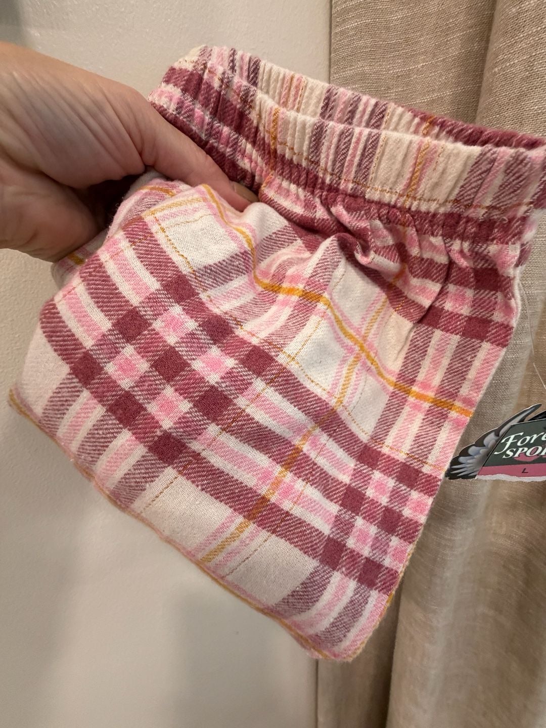 Forever Spoiled Pajama Pants Size L Pink Plaid Flannel Sleepwear 9