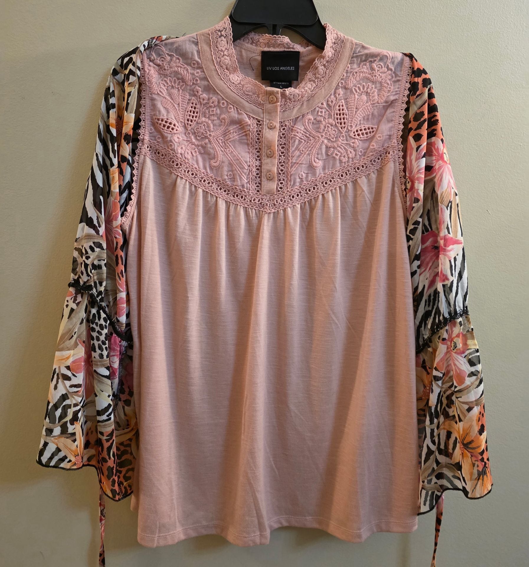 Liv Los Angeles Kimono Size L Mixed Print Animal Floral Cover Up Top 6