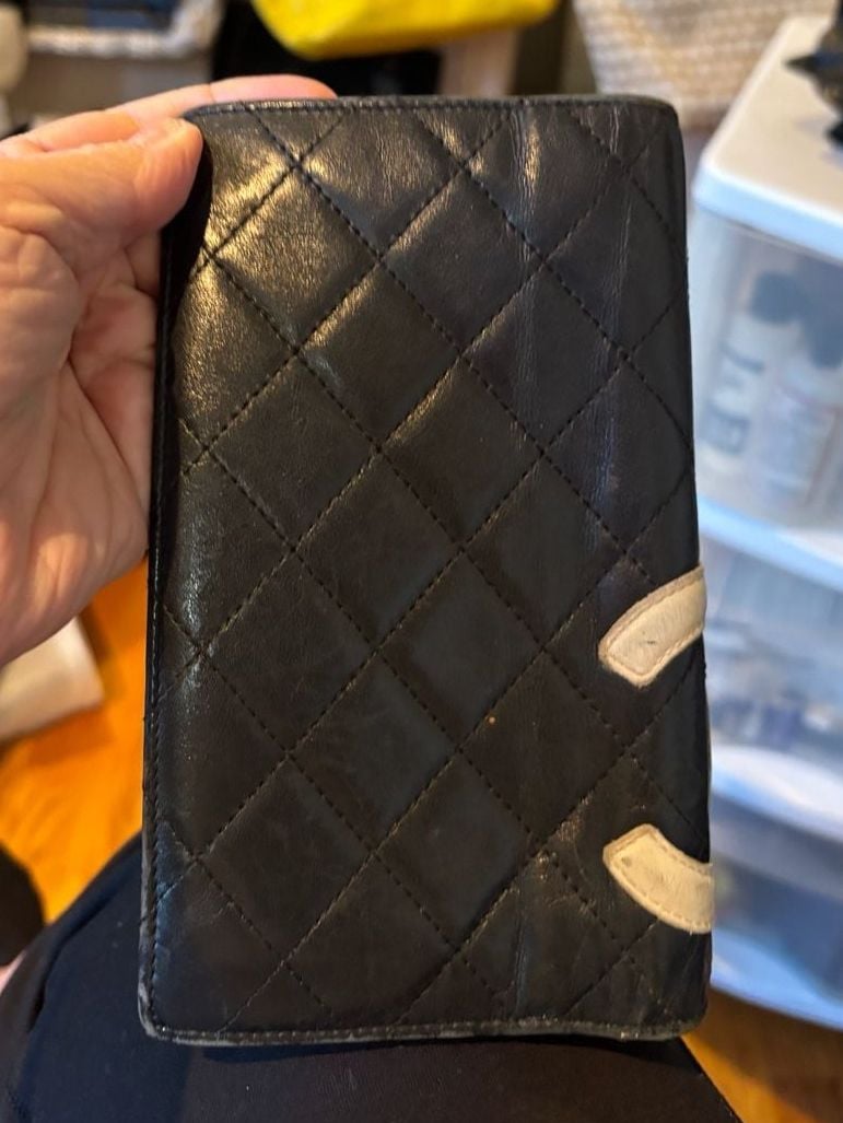 Chanel Cambon Line Quilted Black And White Leather Long Wallet 3