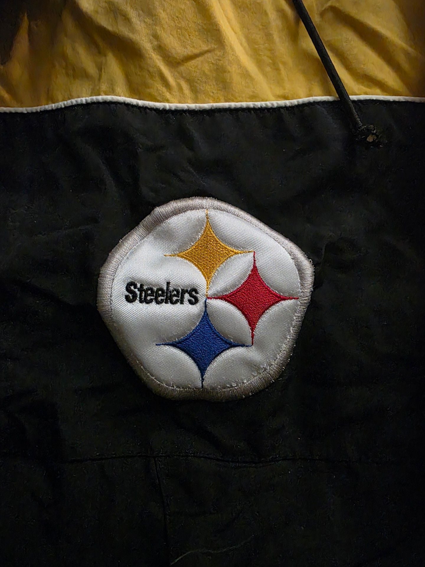 NFL Pittsburgh Steelers Hooded Jacket Size M Black Yellow Windbreaker 3