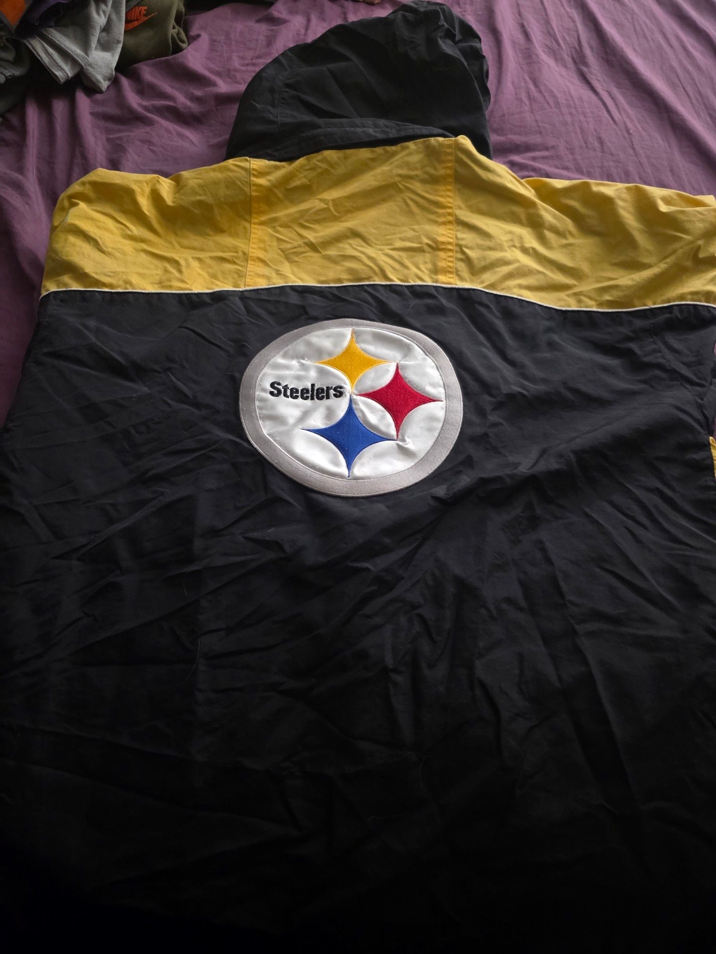 NFL Pittsburgh Steelers Hooded Jacket Size M Black Yellow Windbreaker 4
